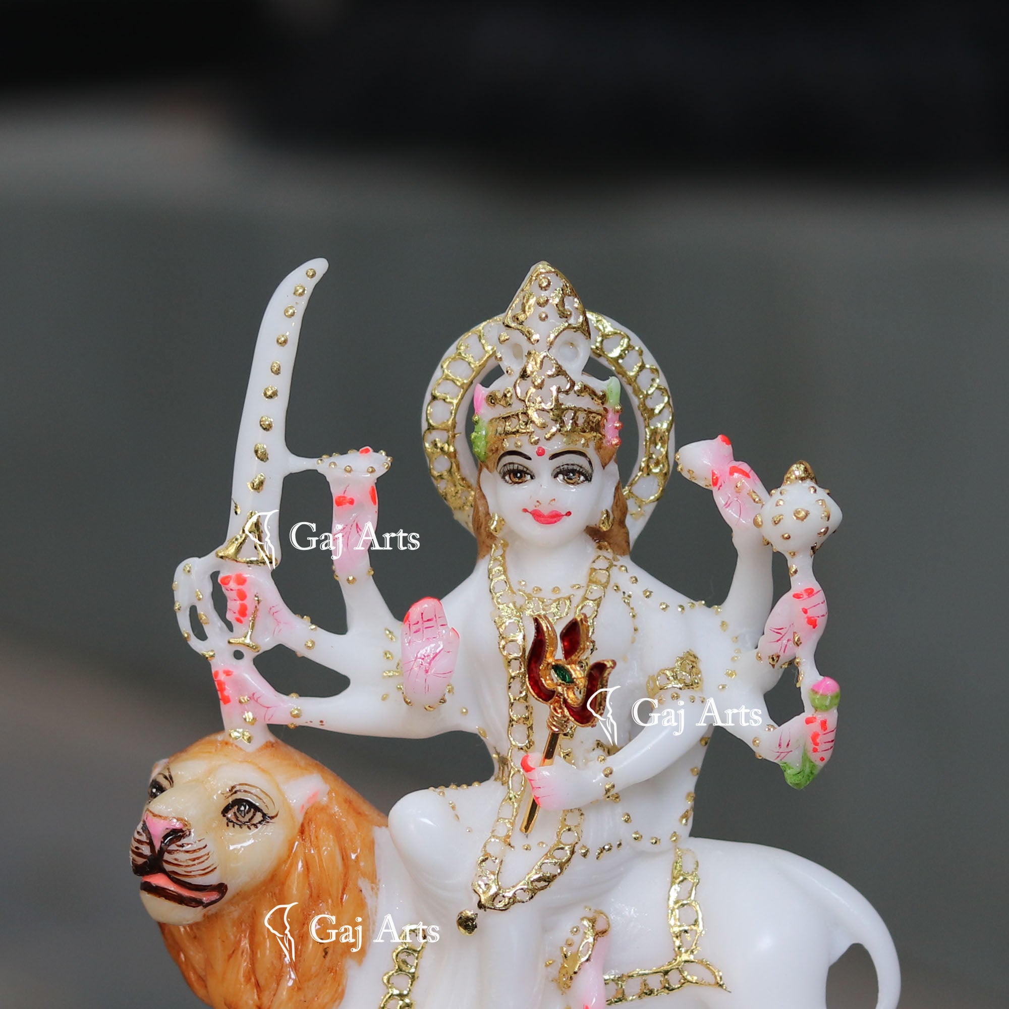 White Marble Durga Maa Idol | 7 Inch