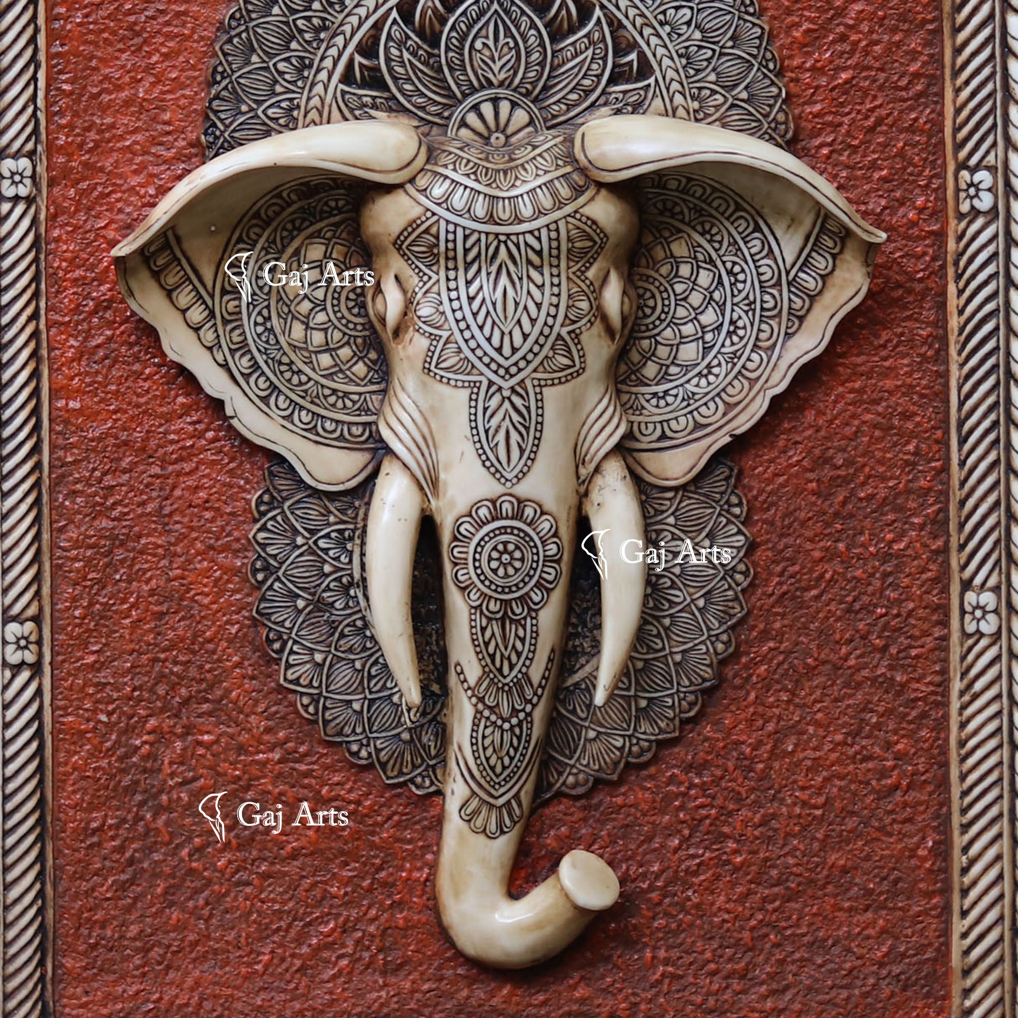 Antique Finish Elephant Face Wall Panel  | 48 Inch