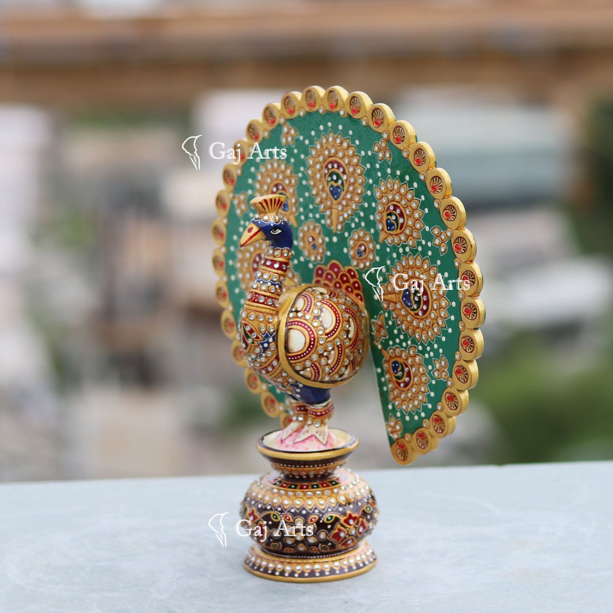 Wooden Peacock 7"