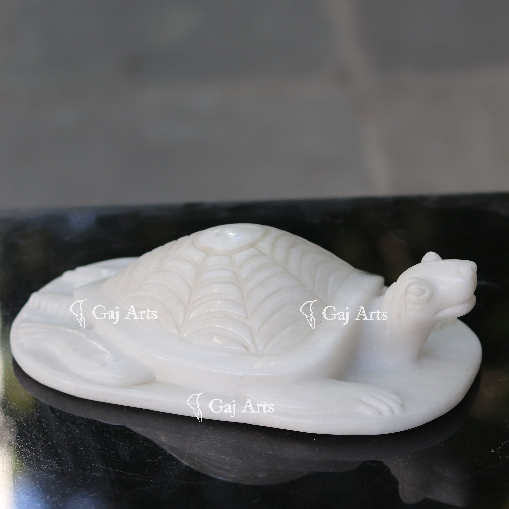 White Marble Kachua Tortoise Idol | 10 Inch