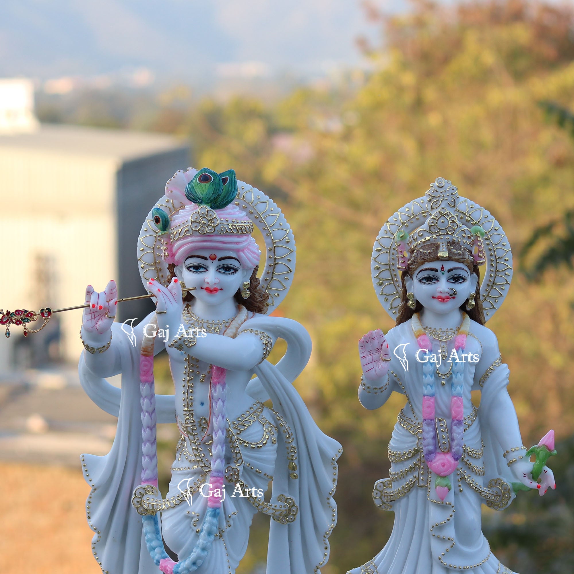 White Marble Ethiopia Radha Krishna Murti | 24 Inch
