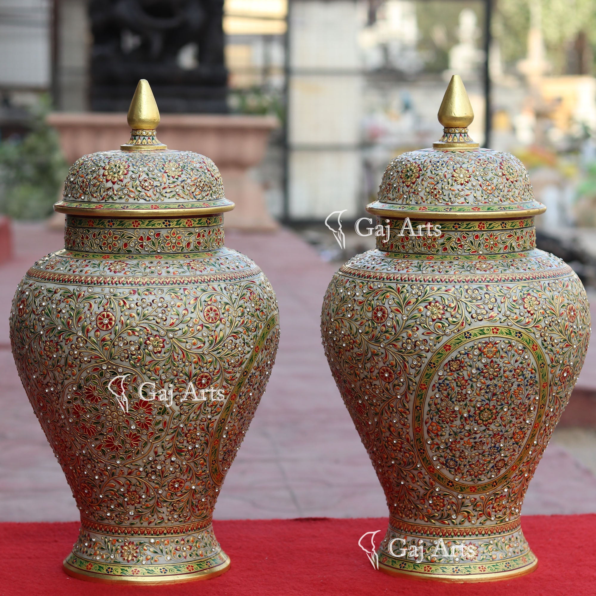 White Marble Decorative Vase | 21 Inch