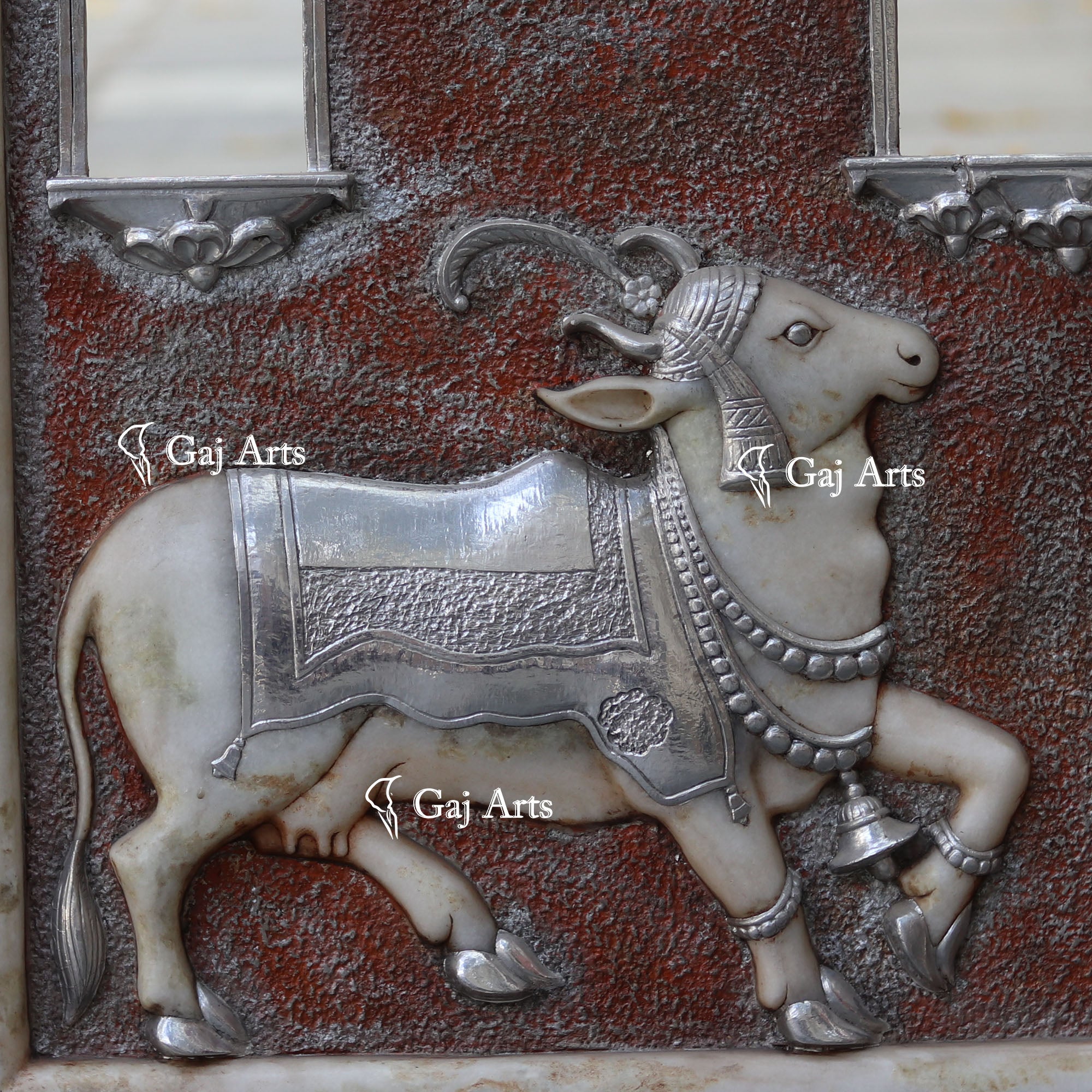White Marble Jharokha & Cow Wall Panel | 40 Inch