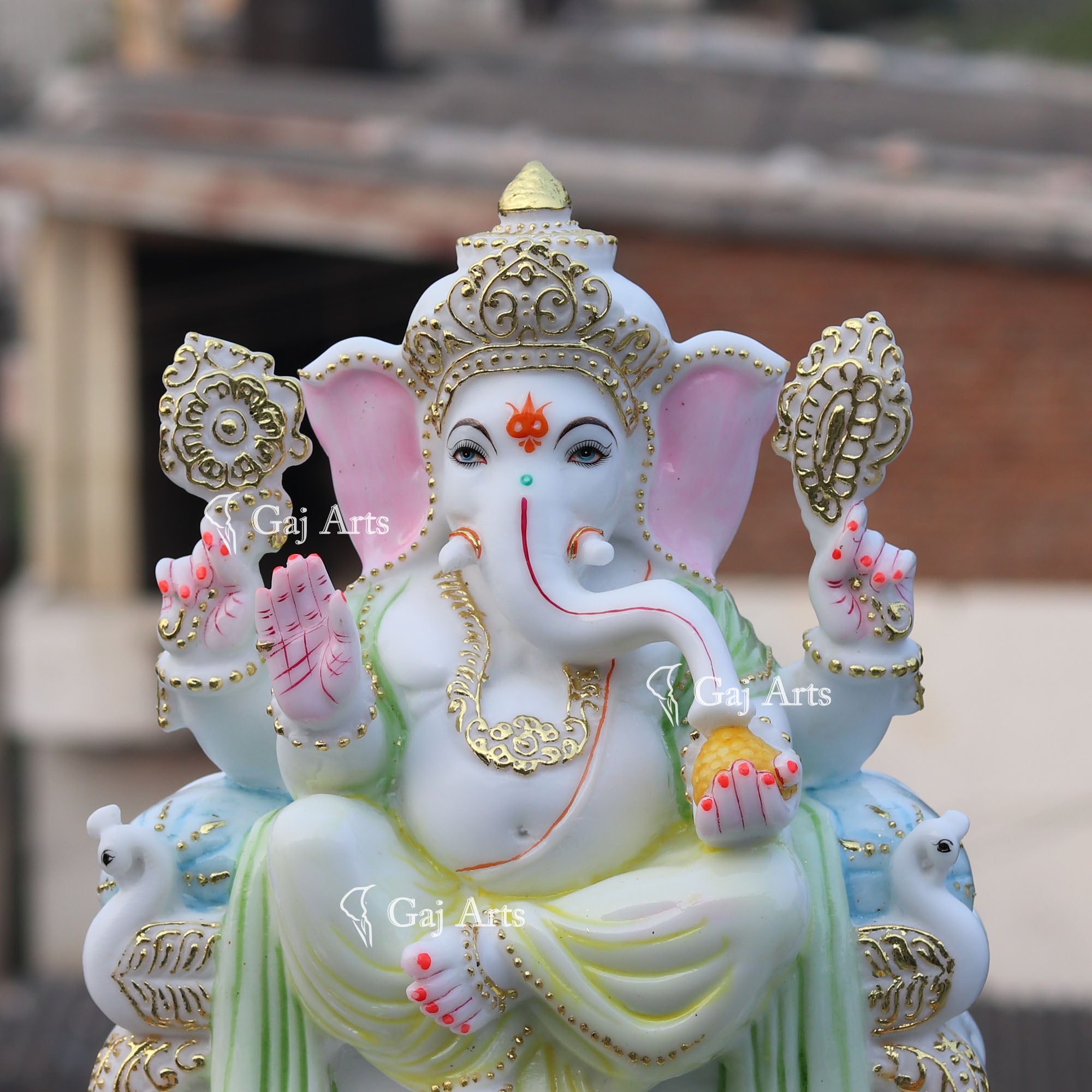 White Marble Ethiopia Ganesh Idol | 15 Inch