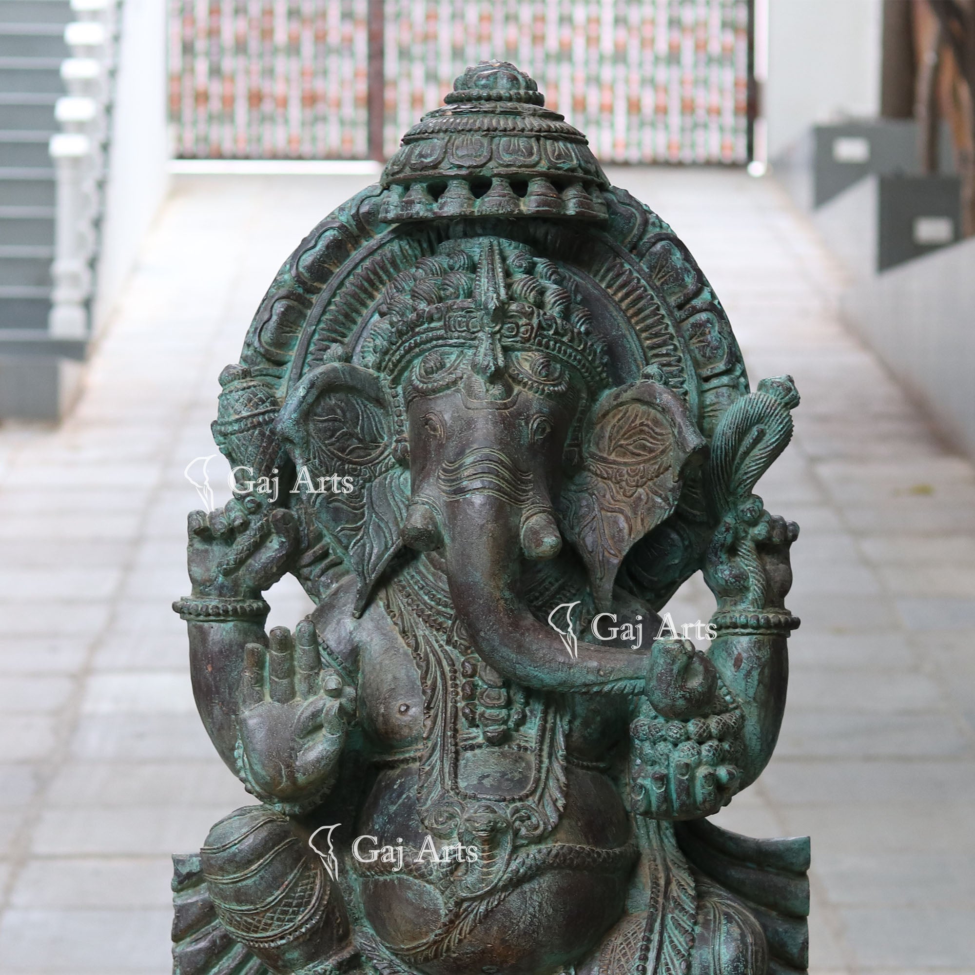 Green Sandstone Ganesh Statue | 48 Inch