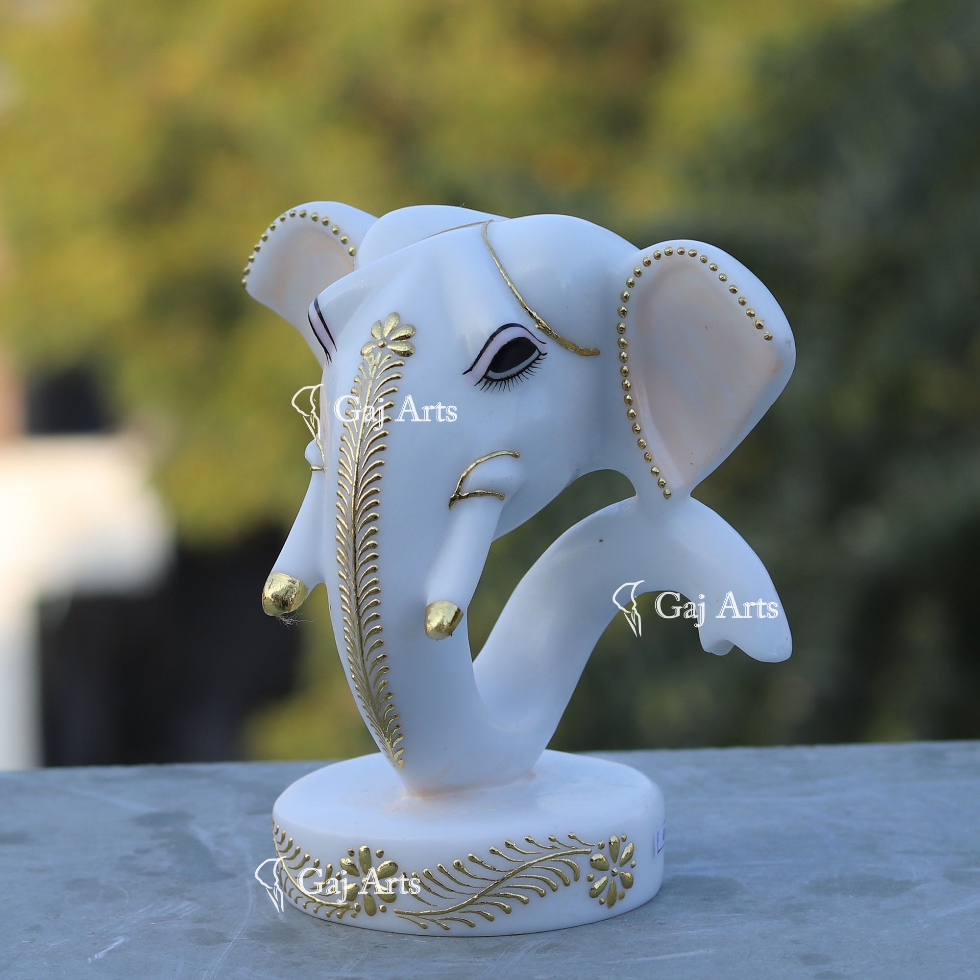 Modern White Marble Ganesh Murti | 6 Inch