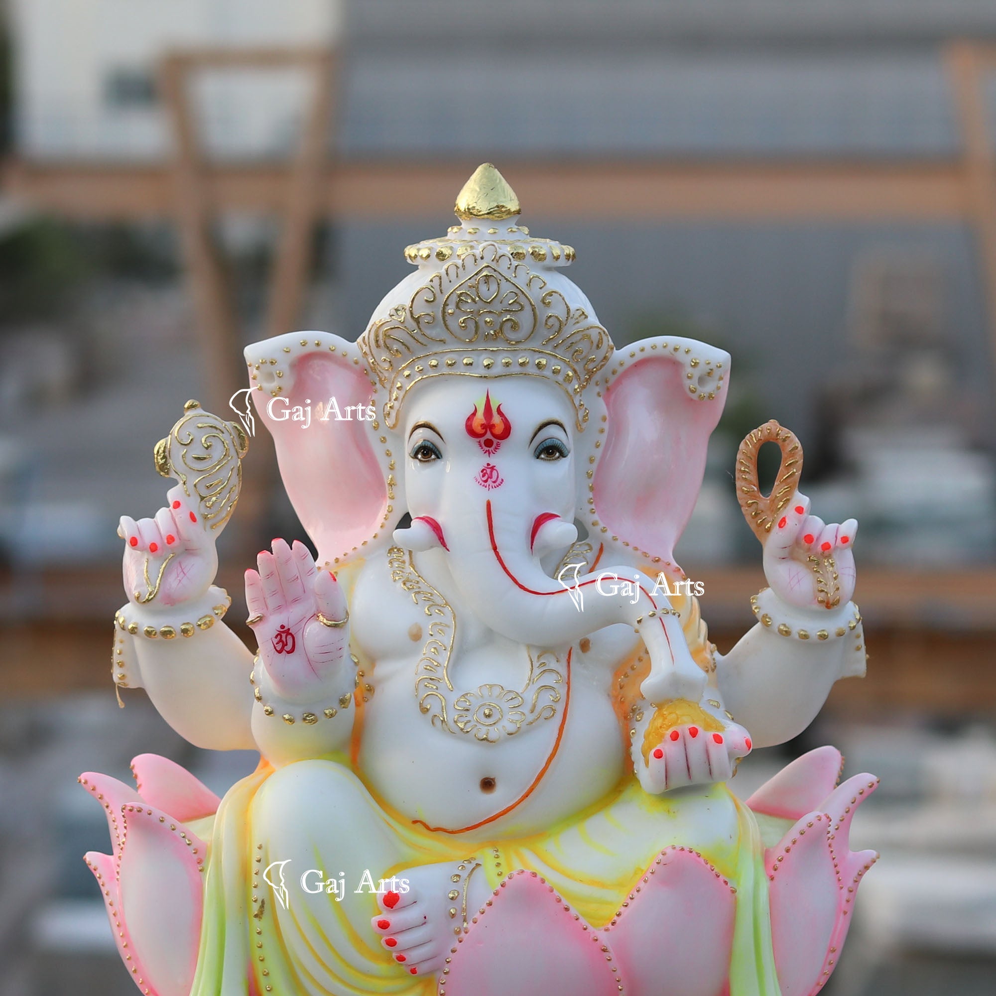 White Marble Ethiopia Ganesh Idol | 18 Inch