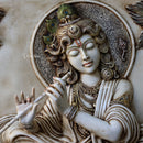 White Antique Finish Marble Korian Krishna Panel | 36 Inch