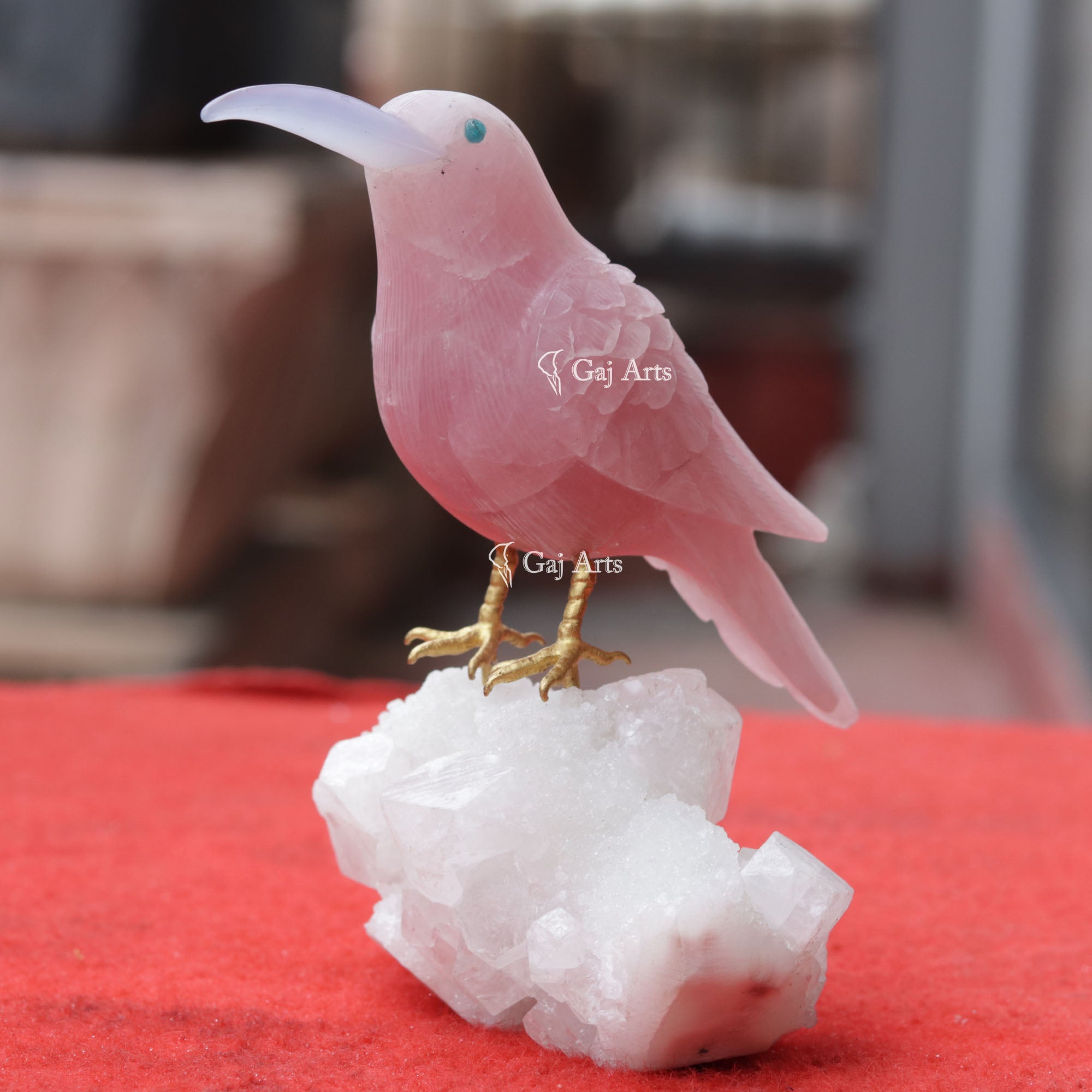 Pink Quartz Bird Sculpture | 6 Inch