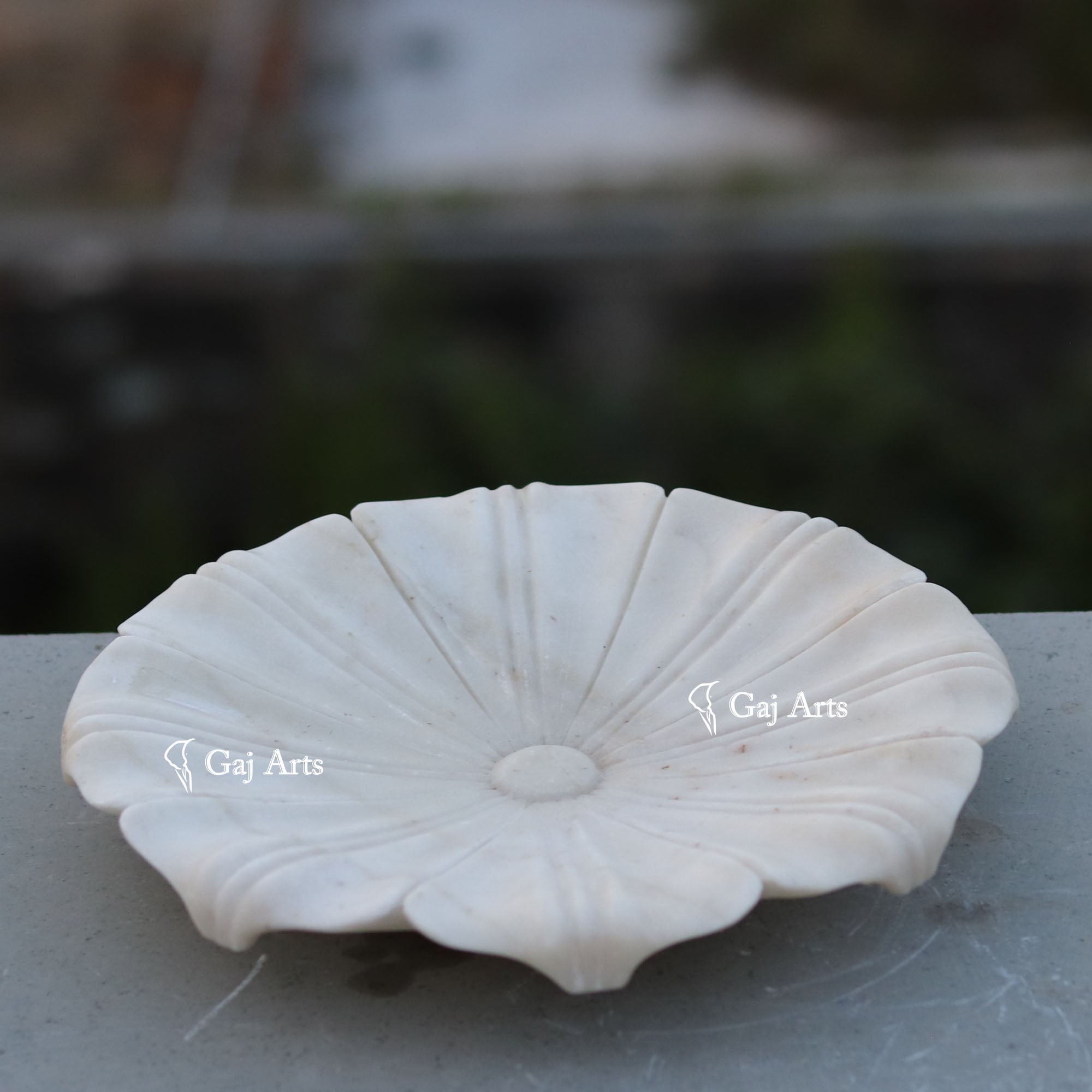 White Marble Artisan Flower Bowl | 9 Inch