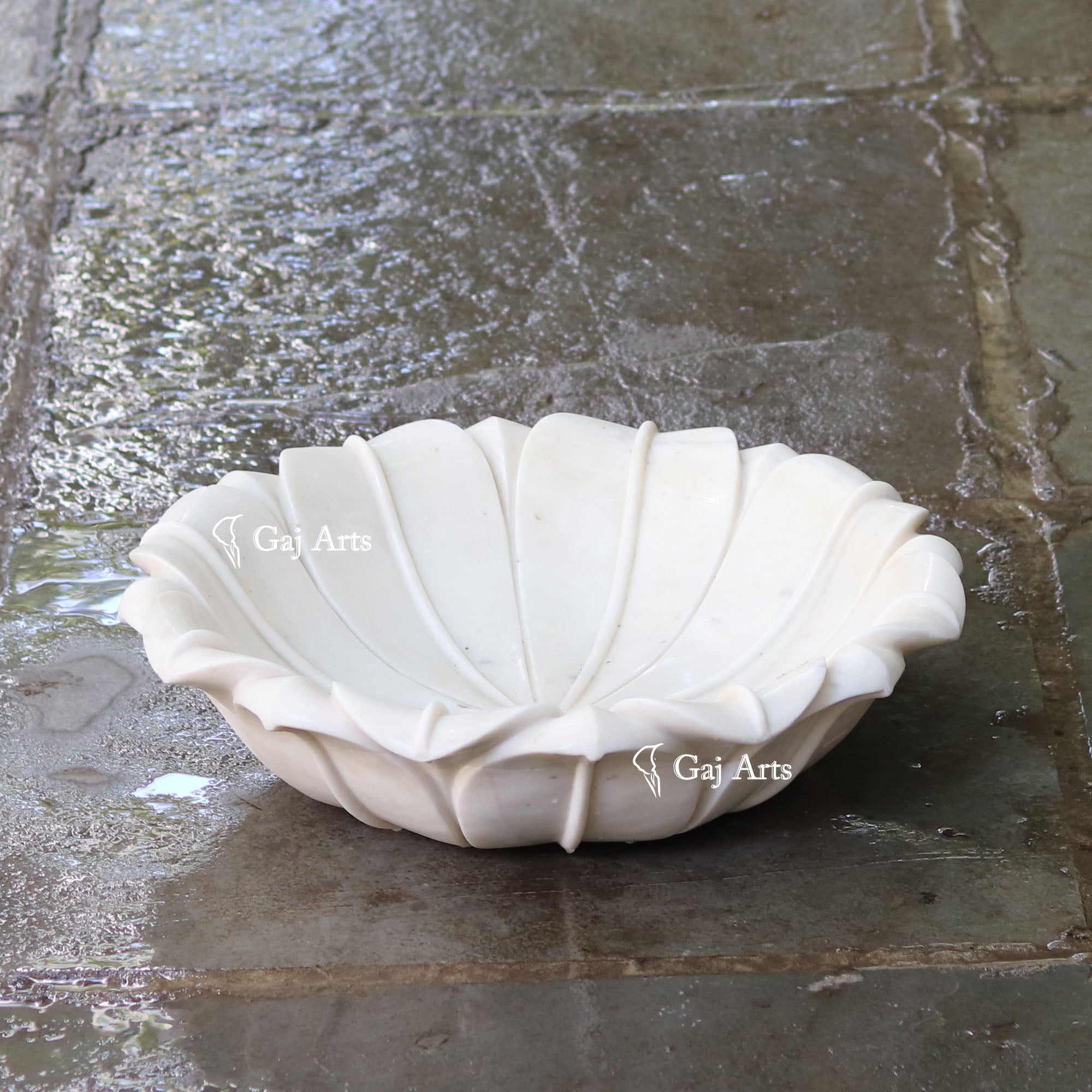White Marble Luxury Flower Bowl | 18 Inch