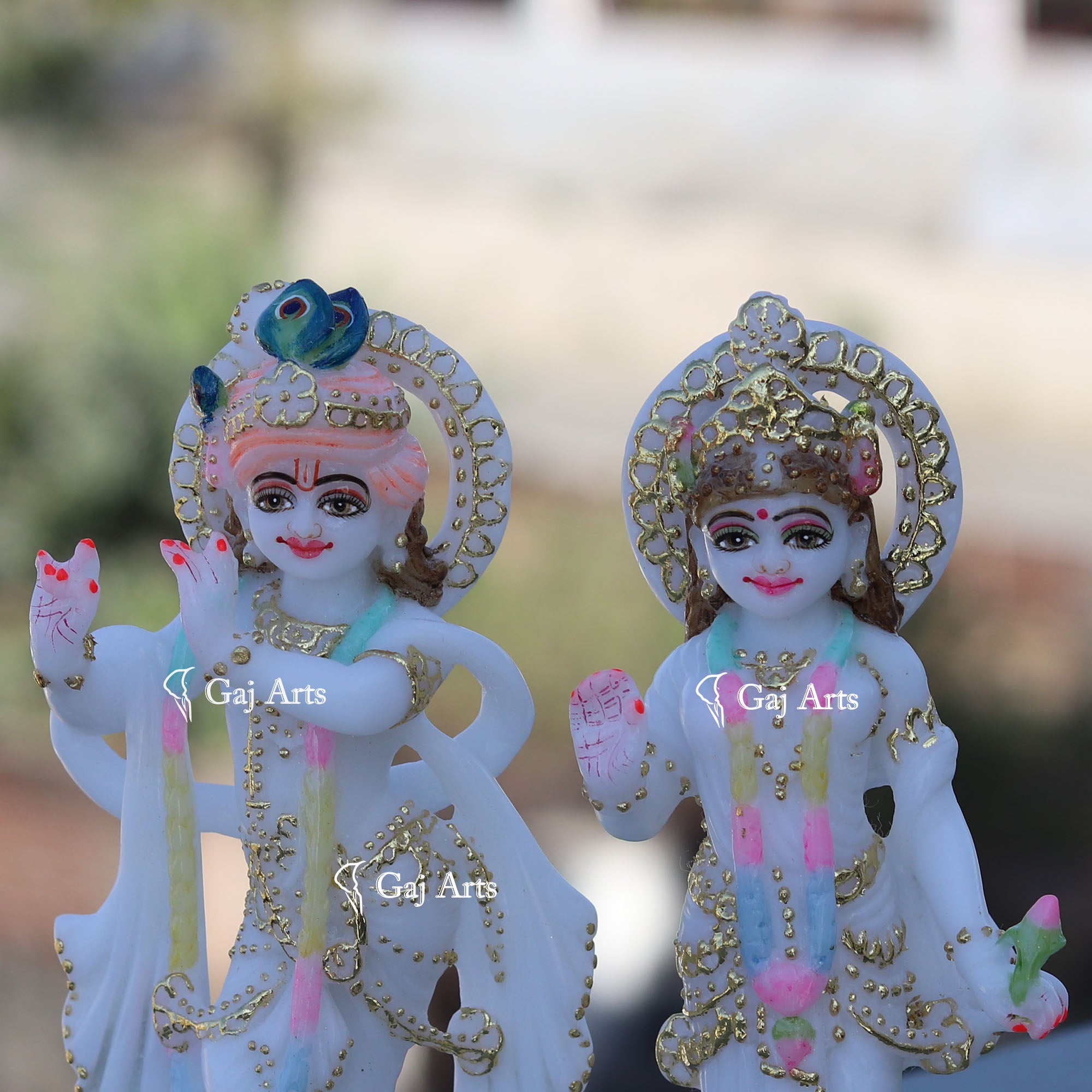 White Marble Radha Krishna Idol | 7 Inch