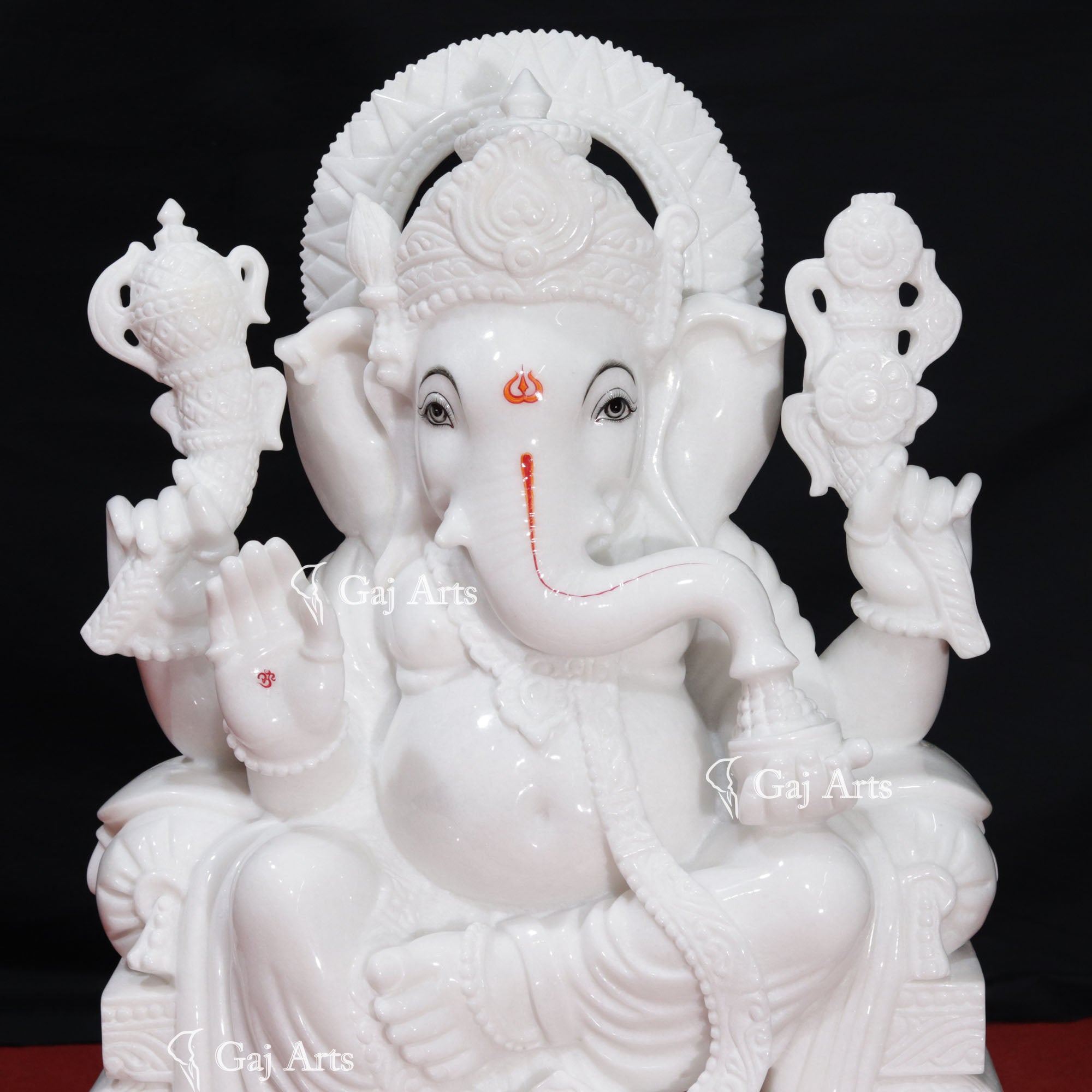 Super White Vietnam Marble Ganesh Murti | 30 Inch