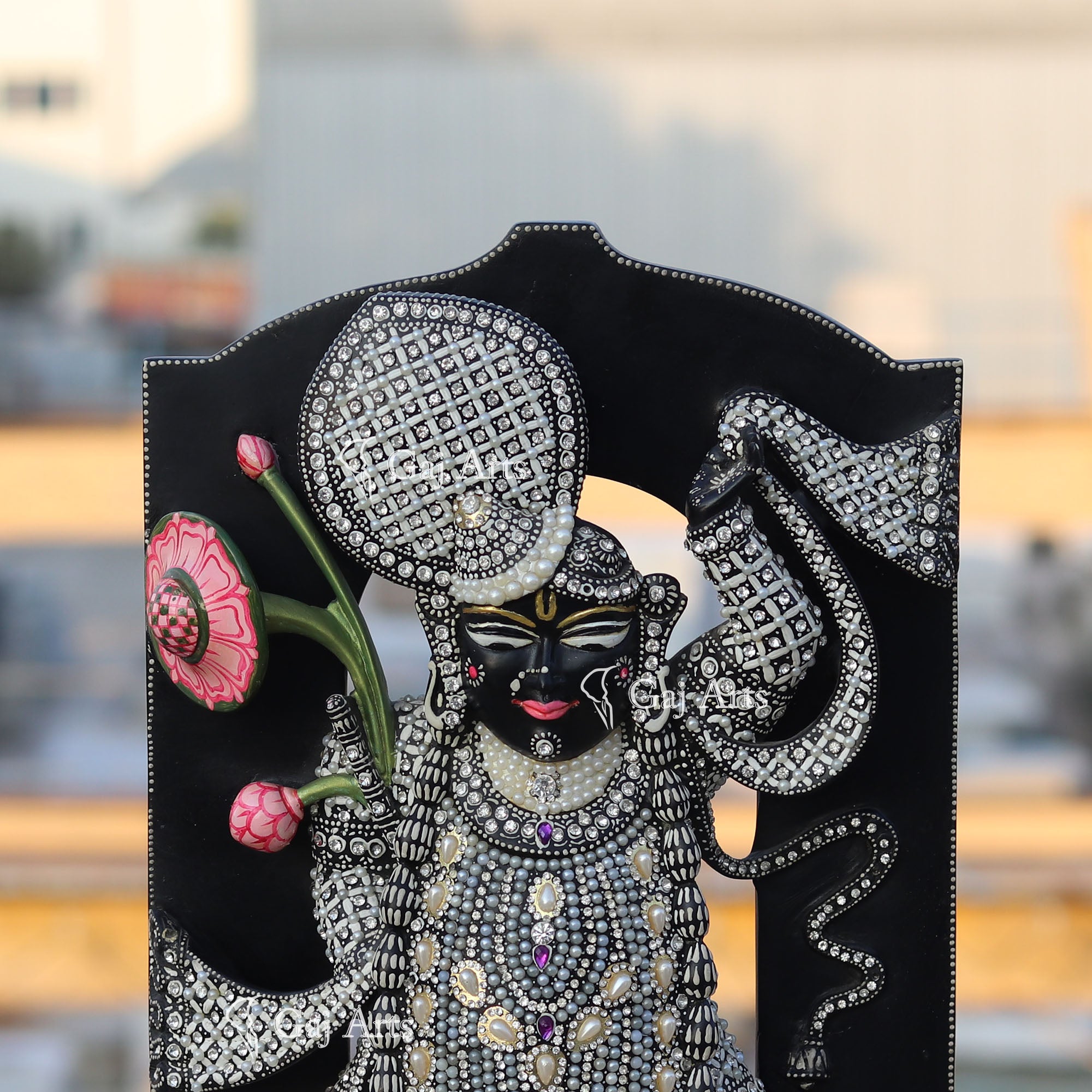 Black Marble Shrinath Ji Statue | 18 Inch