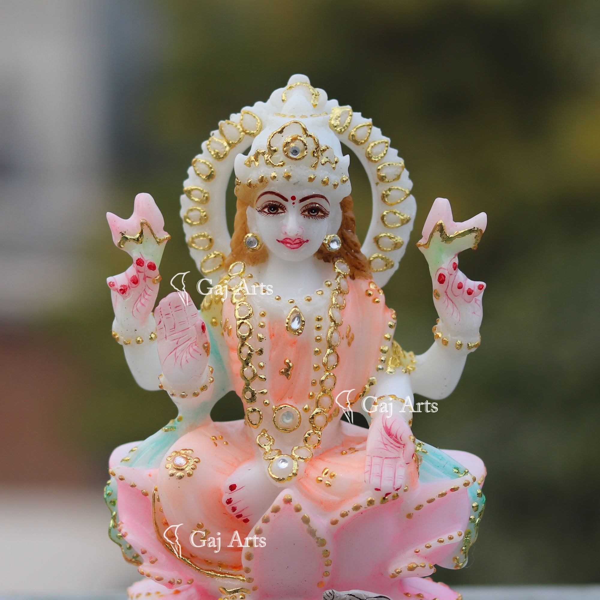 White Marble Lakshmi Mata Idol | 6 Inch