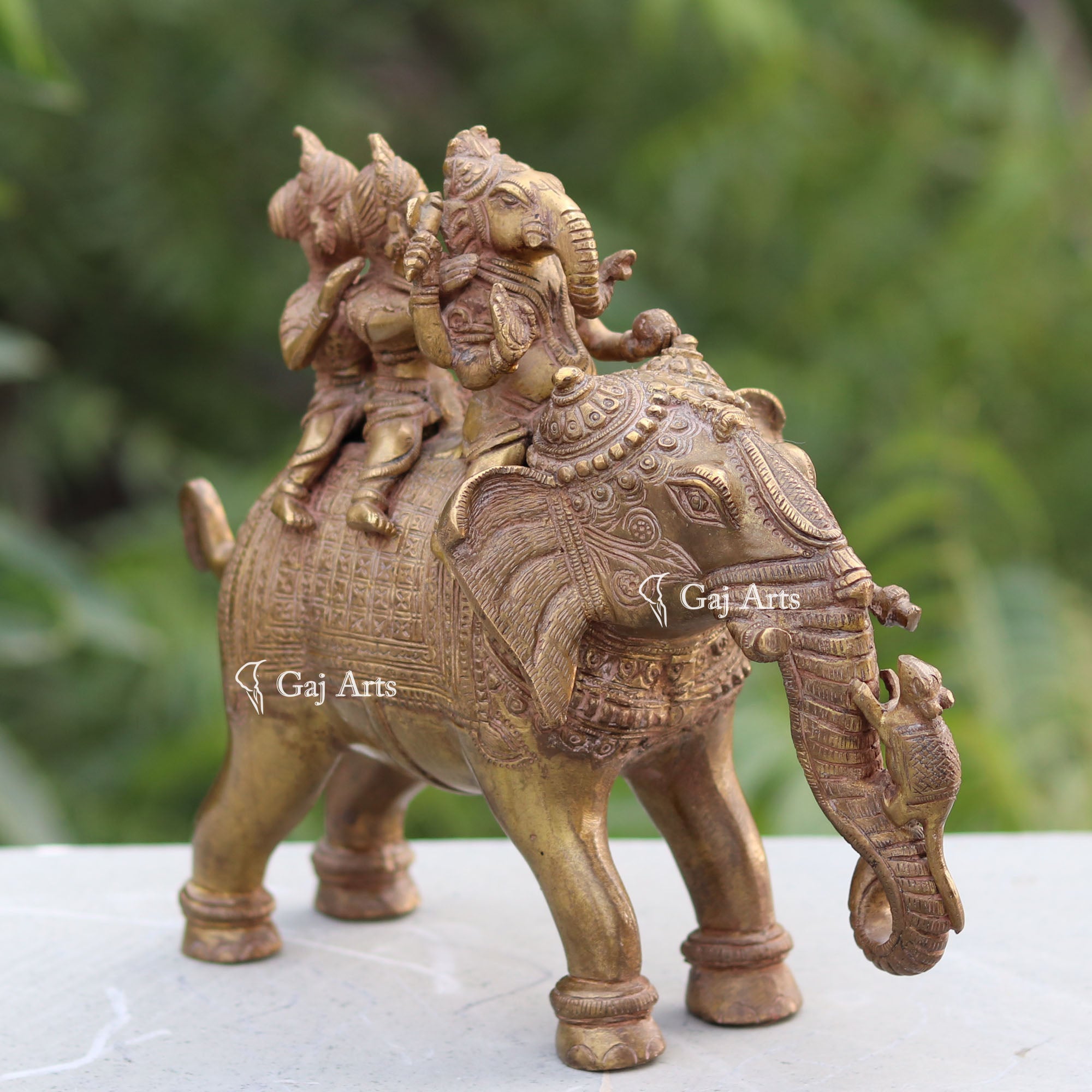 Brass Elephant Statue | 9 Inch