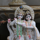 White Marble Ethiopia Radha Krishna Jodi Idol | 24 Inch