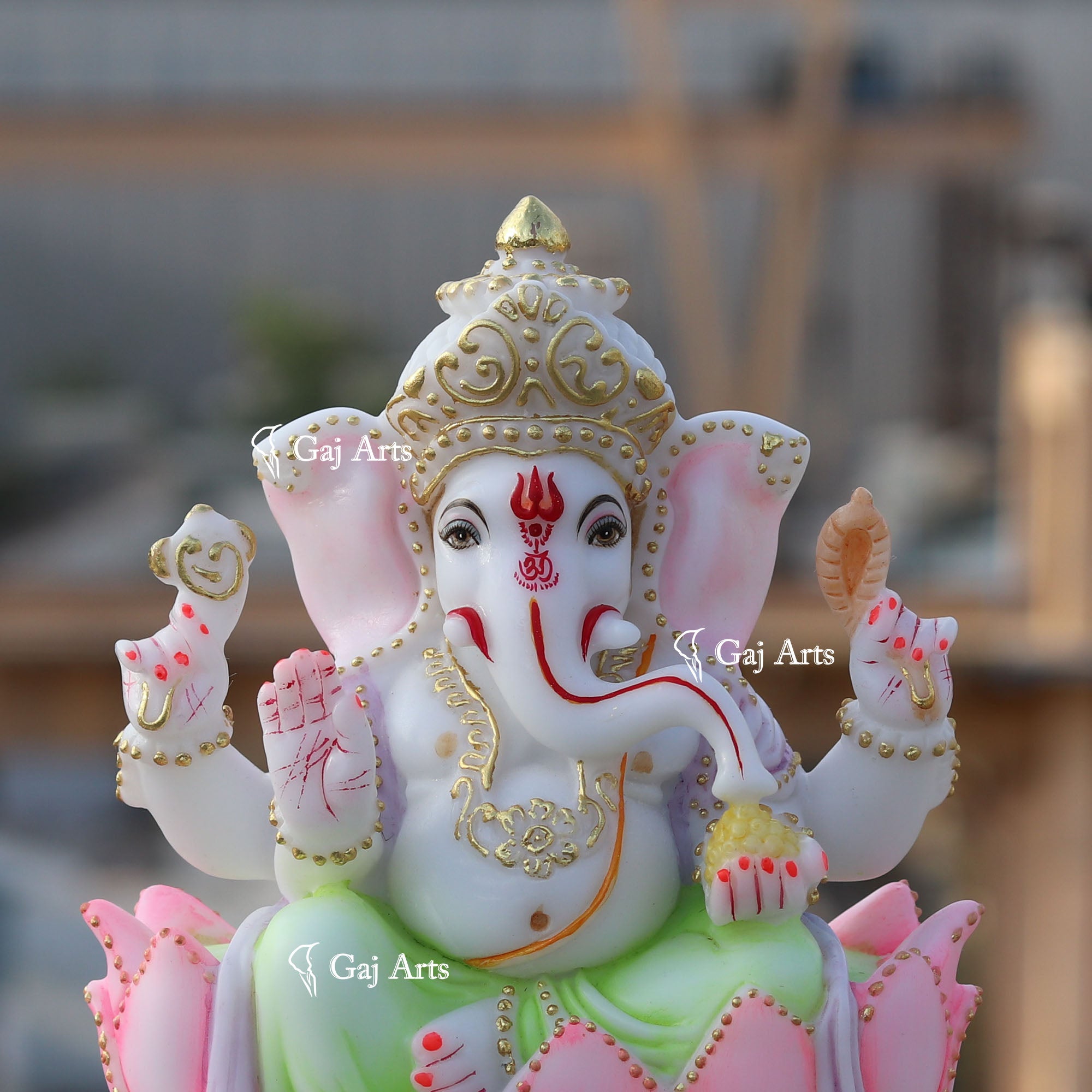 White Marble  Ethiopia Ganesh Murti | 9 Inch