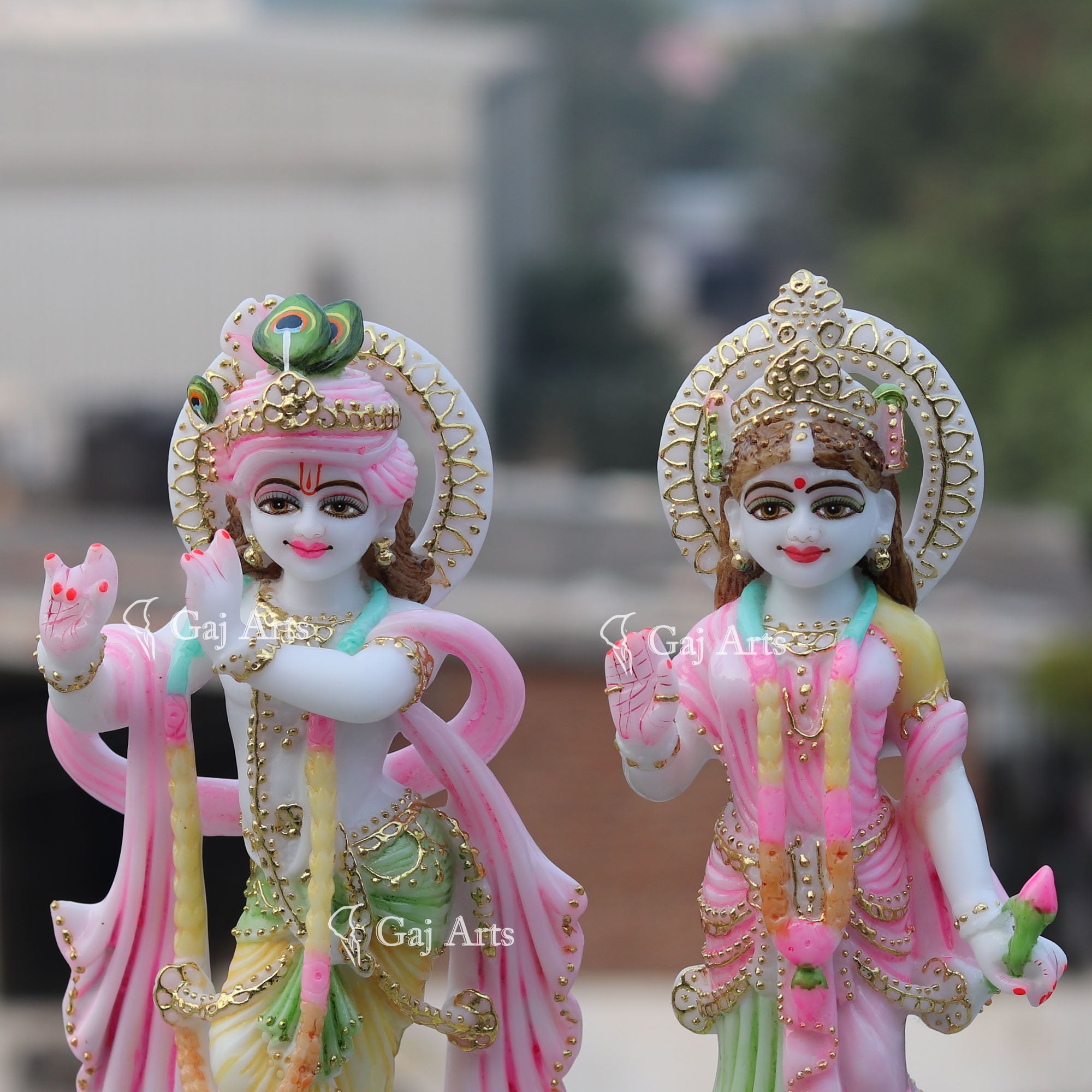 White Marble Radha Krishna Idol | 12 Inch