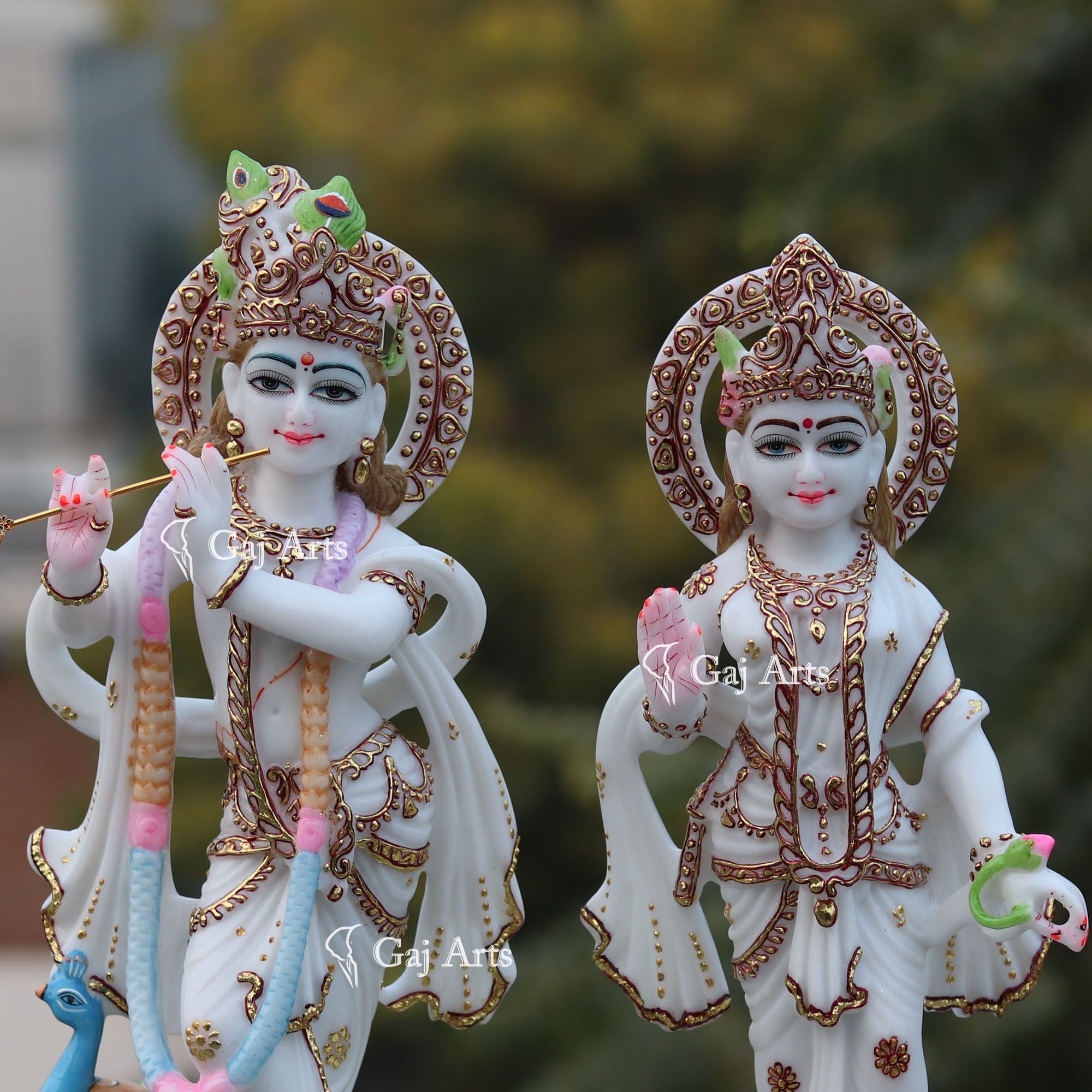 White Marble Ethiopia Radha Krishna Idol | 18 Inch