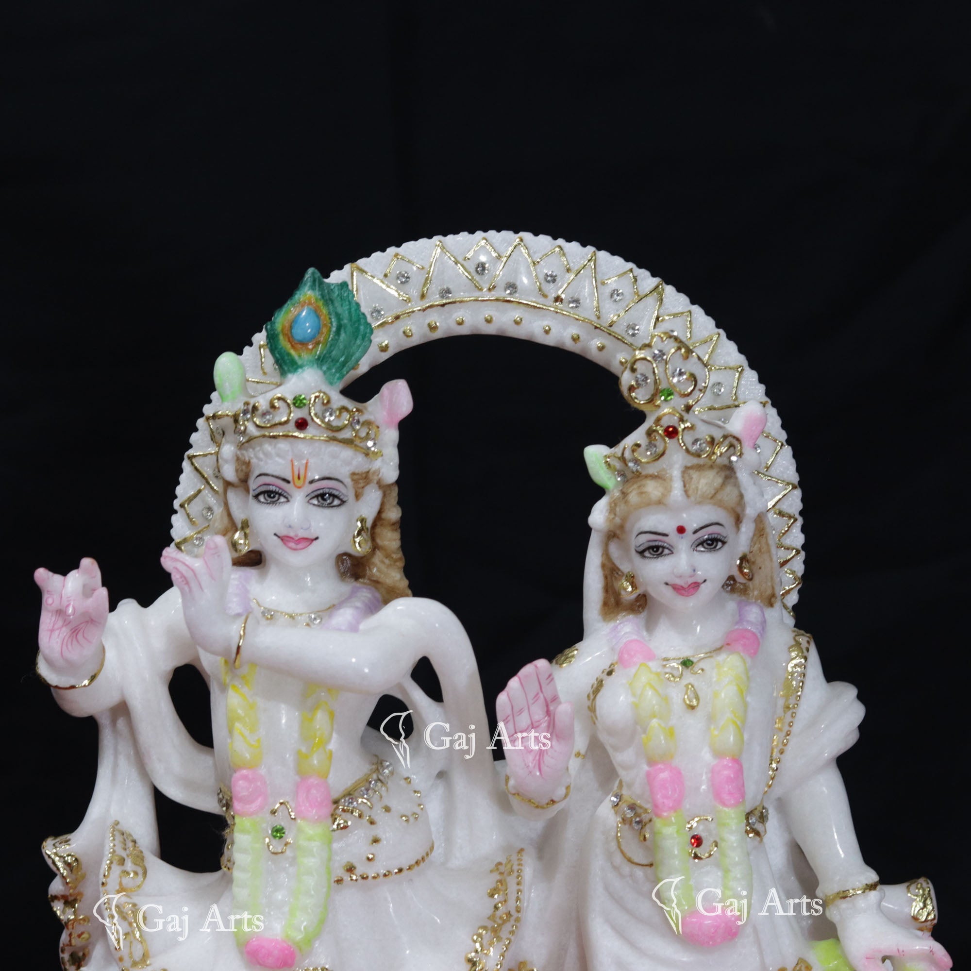 Super White Makrana Marble Radha Krishna Jugal Jodi Statue | 12 Inch