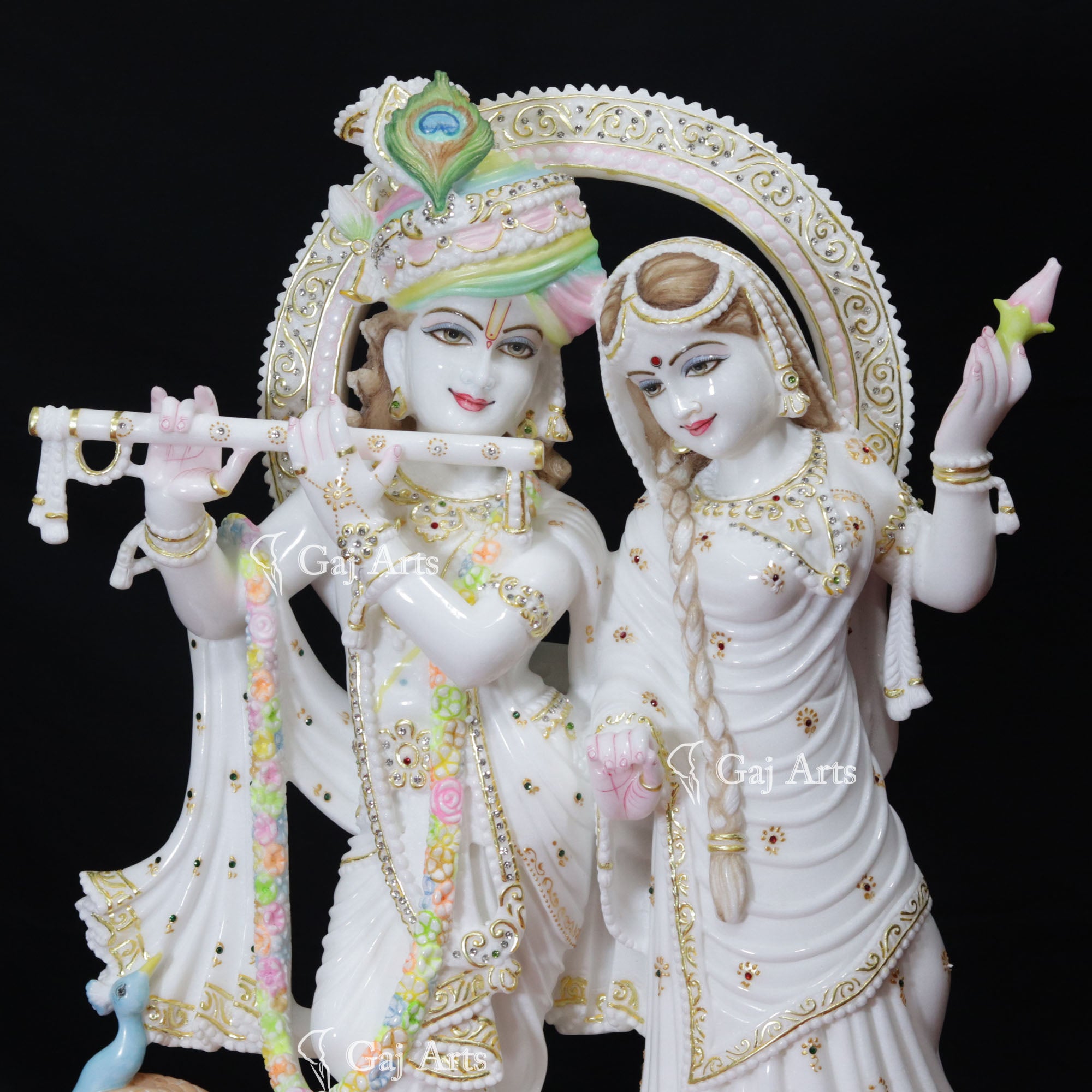 White Marble Radha Krishna Jugal Jodi Idol | 27 Inch