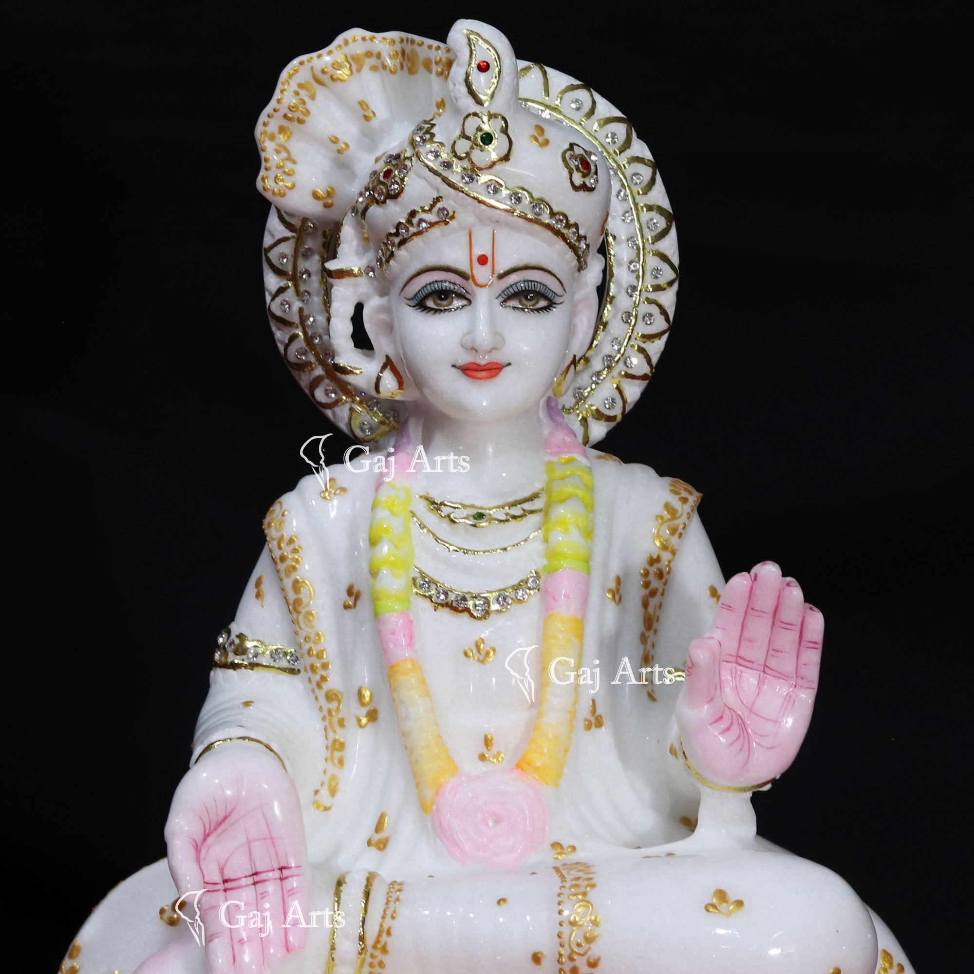 White Makrana Marble Swami Narayan Idol | 15 Inch