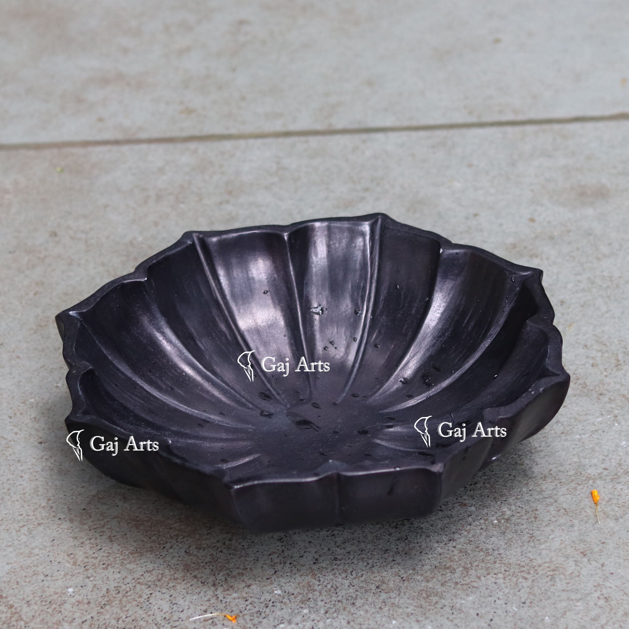 Black Marble Flower Bowl | 12 Inch