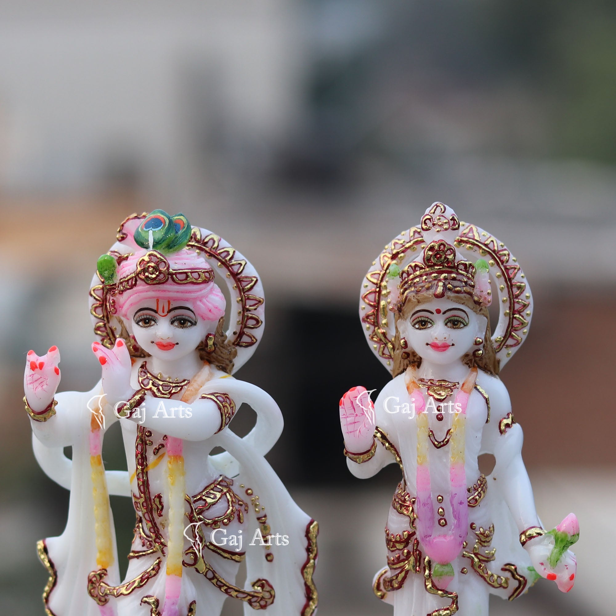 Standing Marble Radha Krishna Statue | 7 Inch