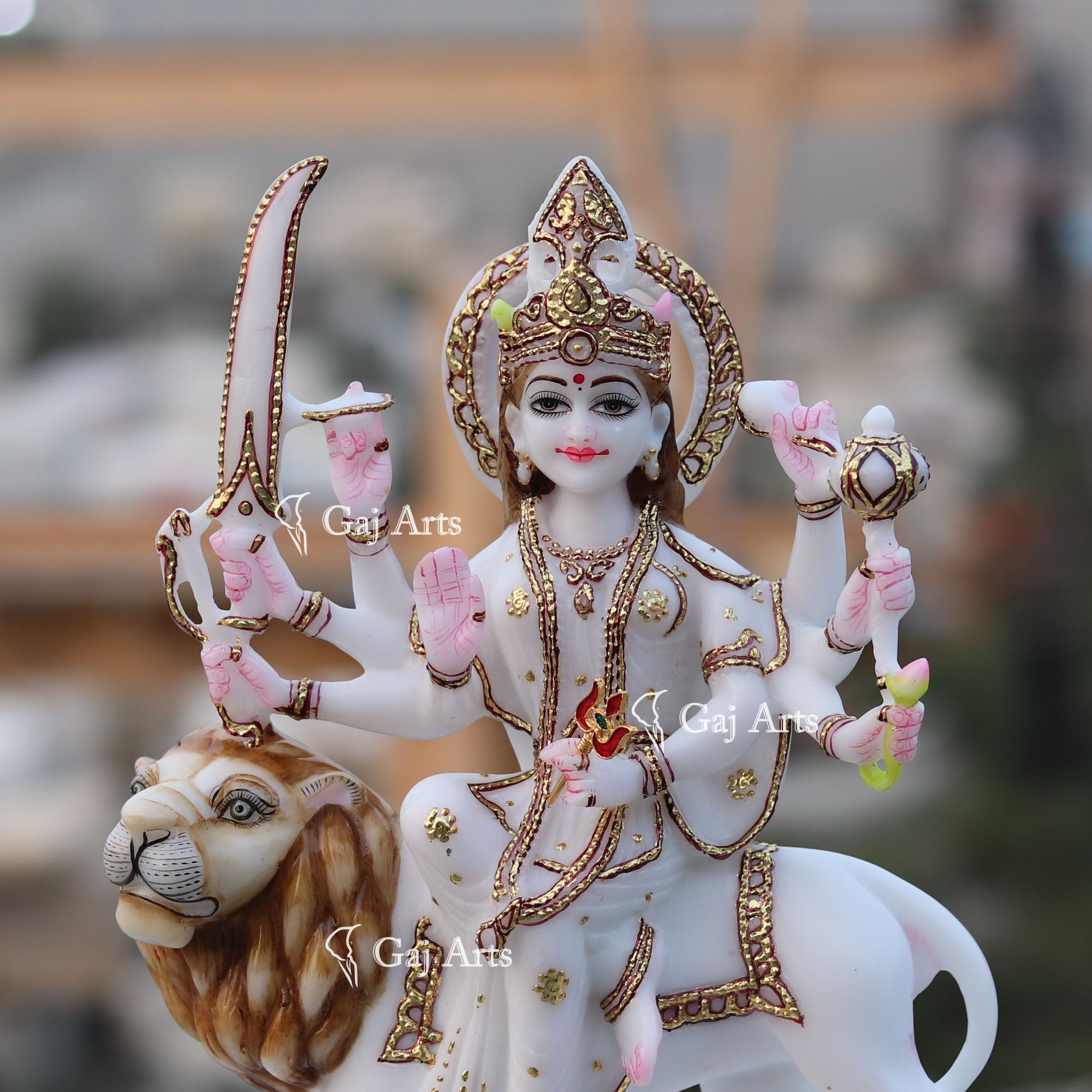 White Marble Durga Maa Idol | 12 Inch