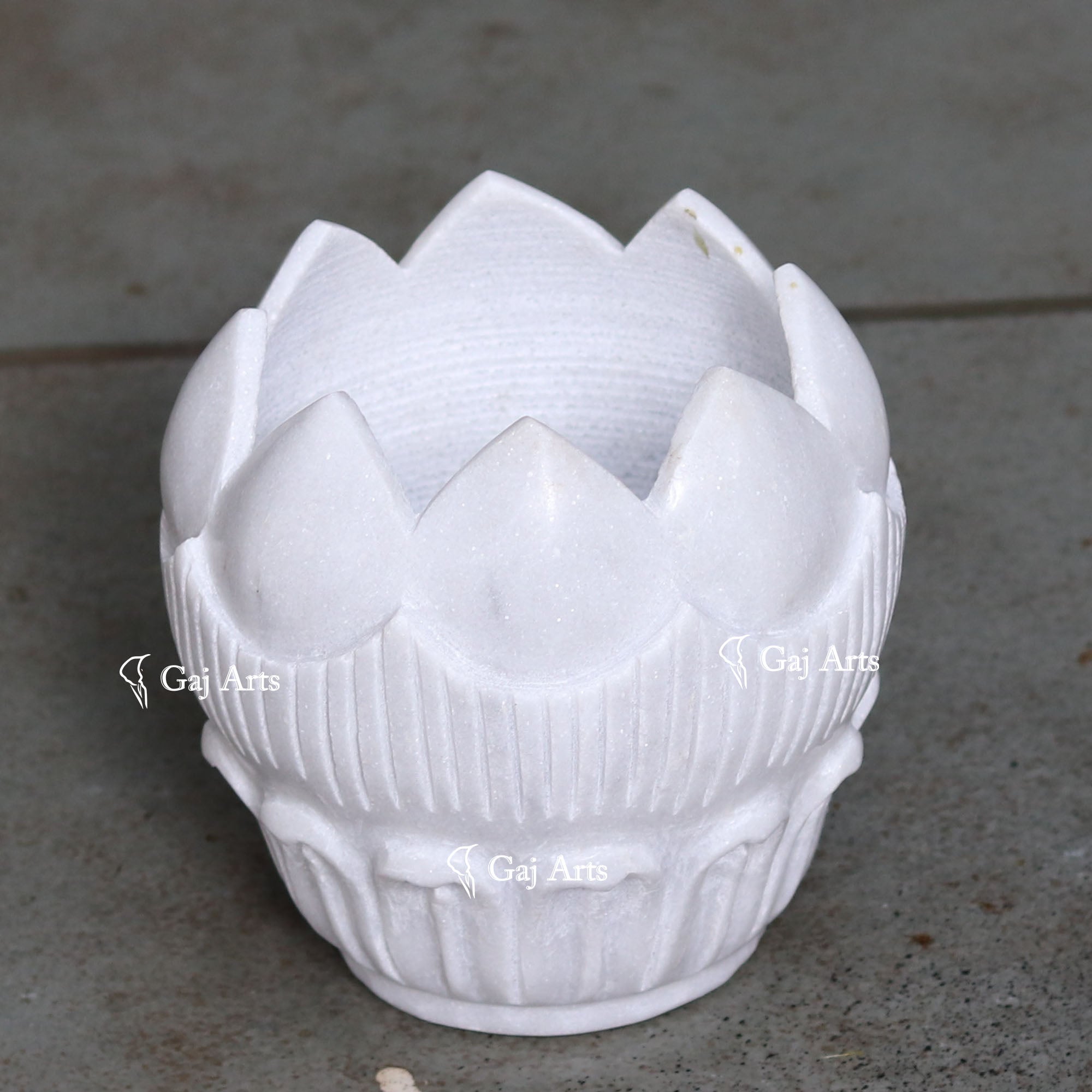 White Marble Decorative Petal Bowl | 6 Inch