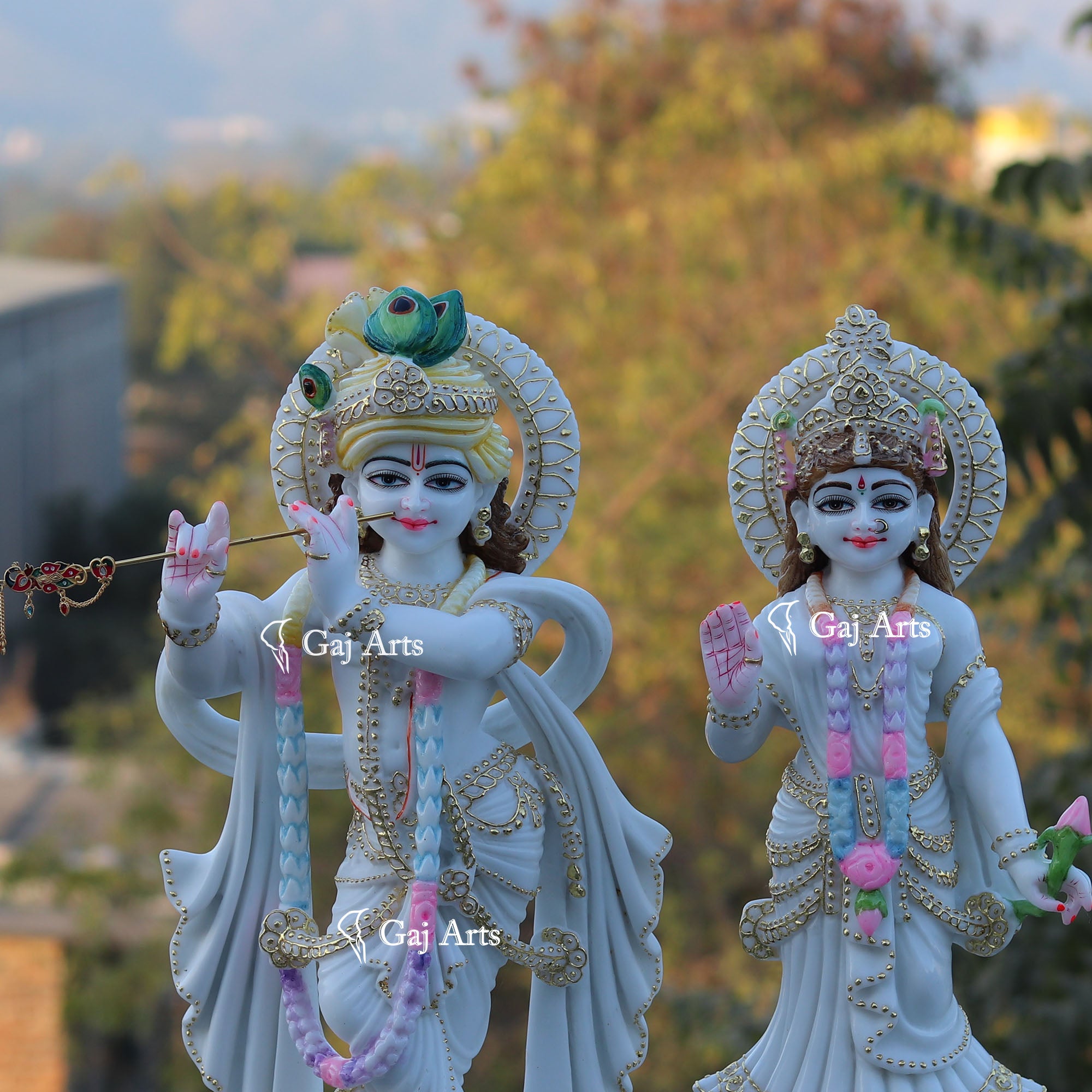 White Marble Ethiopia Radha Krishna Idol | 24 Inch