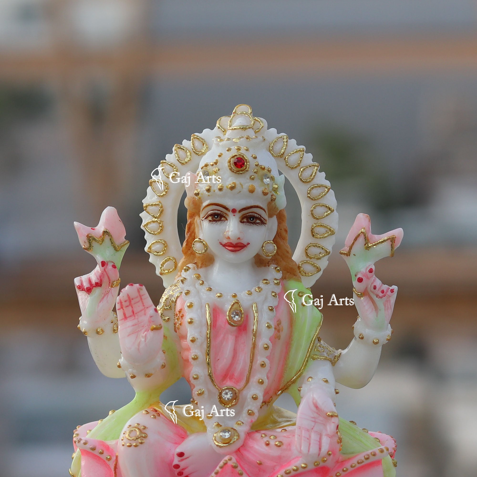 White Marble Lakshmi Mata Murti | 6 Inch