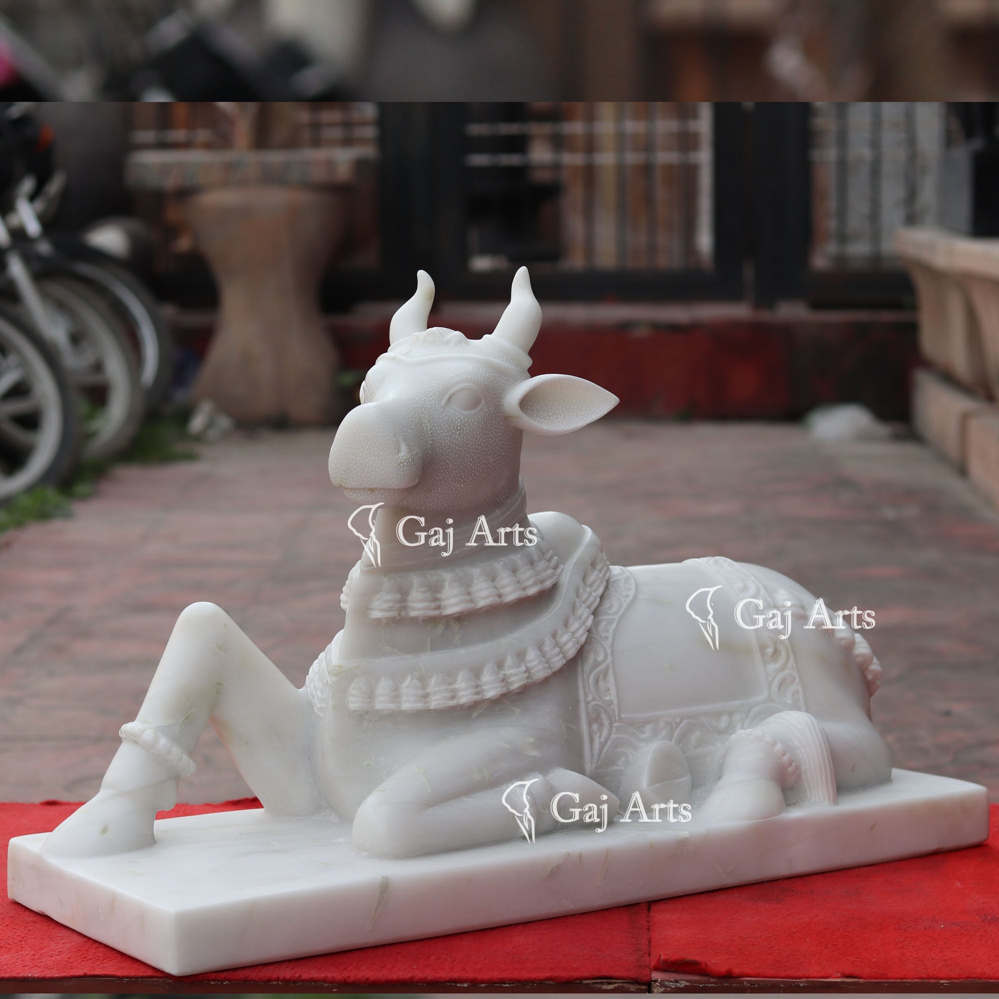 White Marble Nandi Idol | 30 Inch