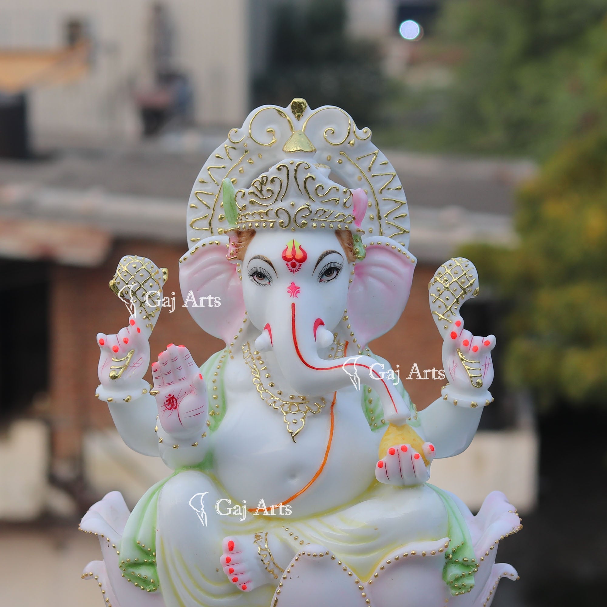 White Marble Ethiopia Ganesh Idol | 18 Inch