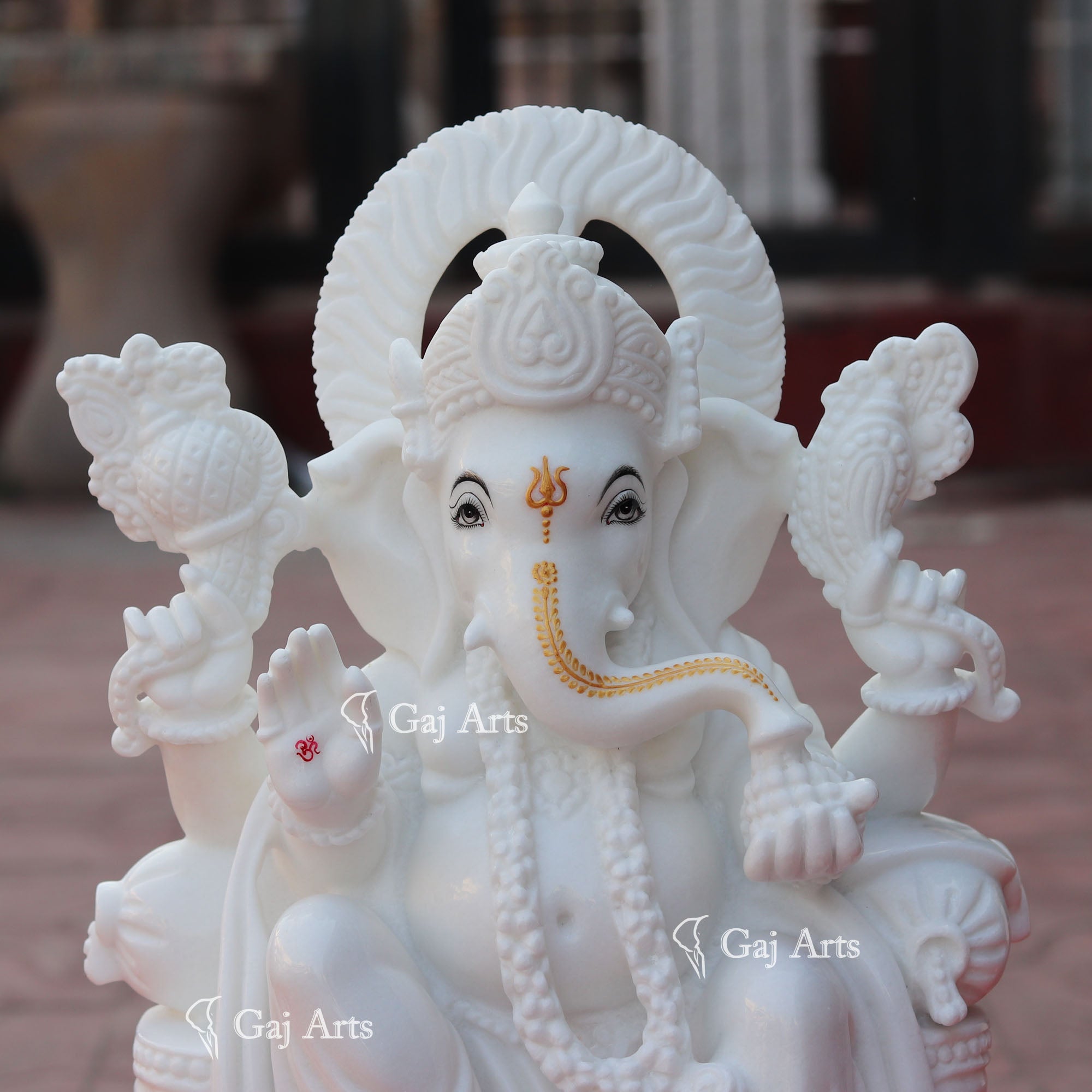 Super White Vietnam Marble Ganesh Murti | 18 Inch