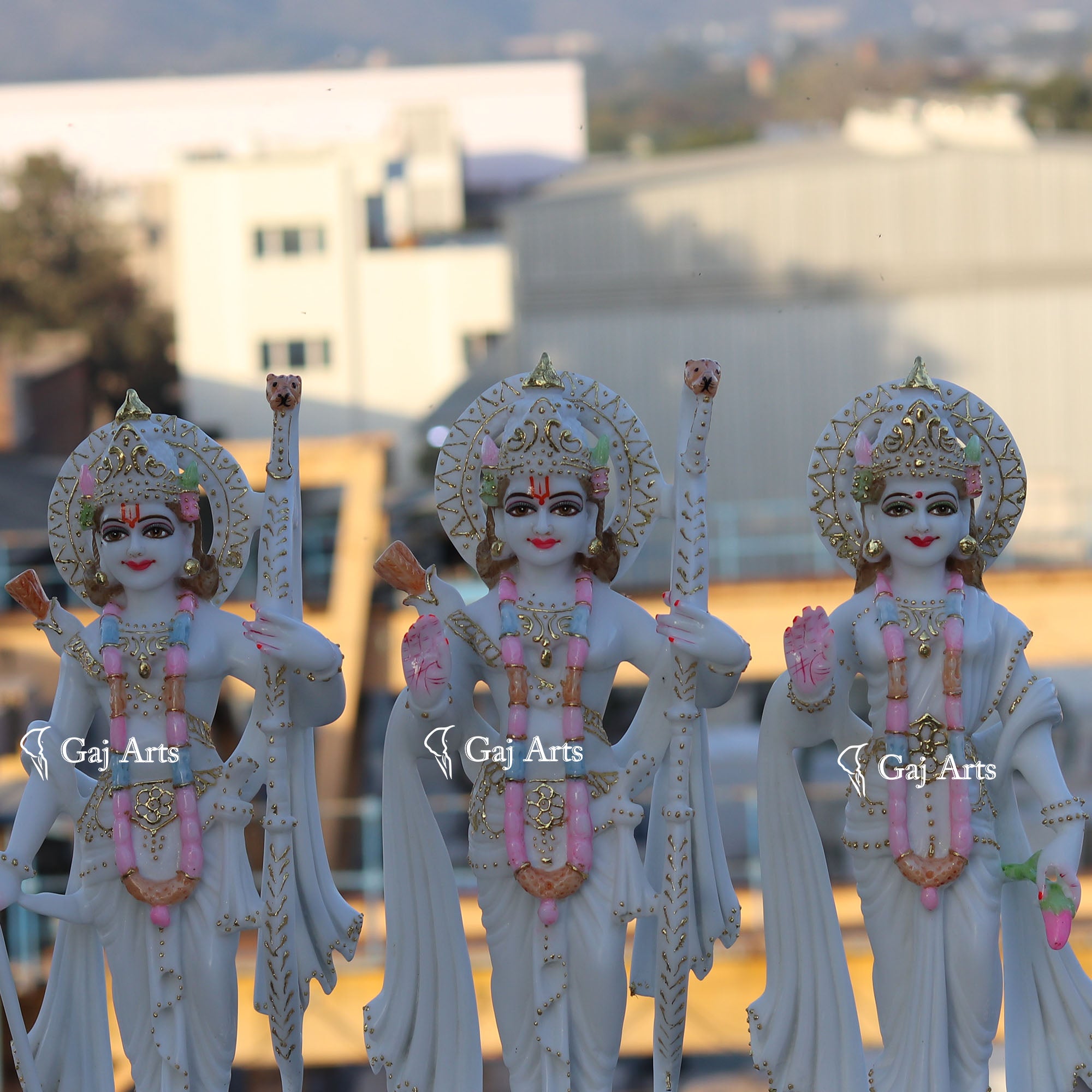 White Marble Ram Jodi Idol | 18 Inch