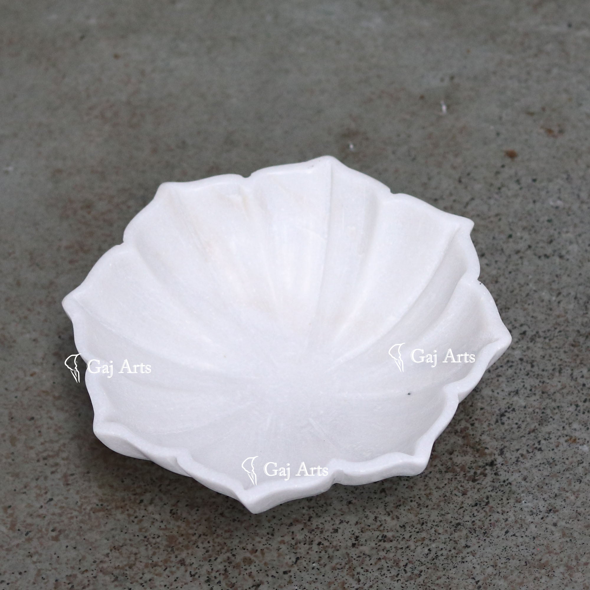 White Marble Designer Petal Bowl | 7 Inch