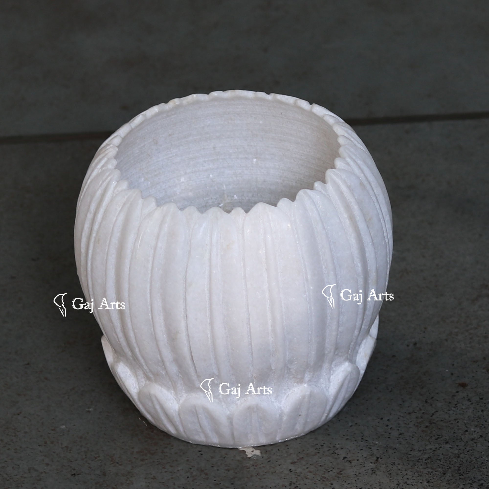 White Marble Artisan Floral Bowl | 6 Inch