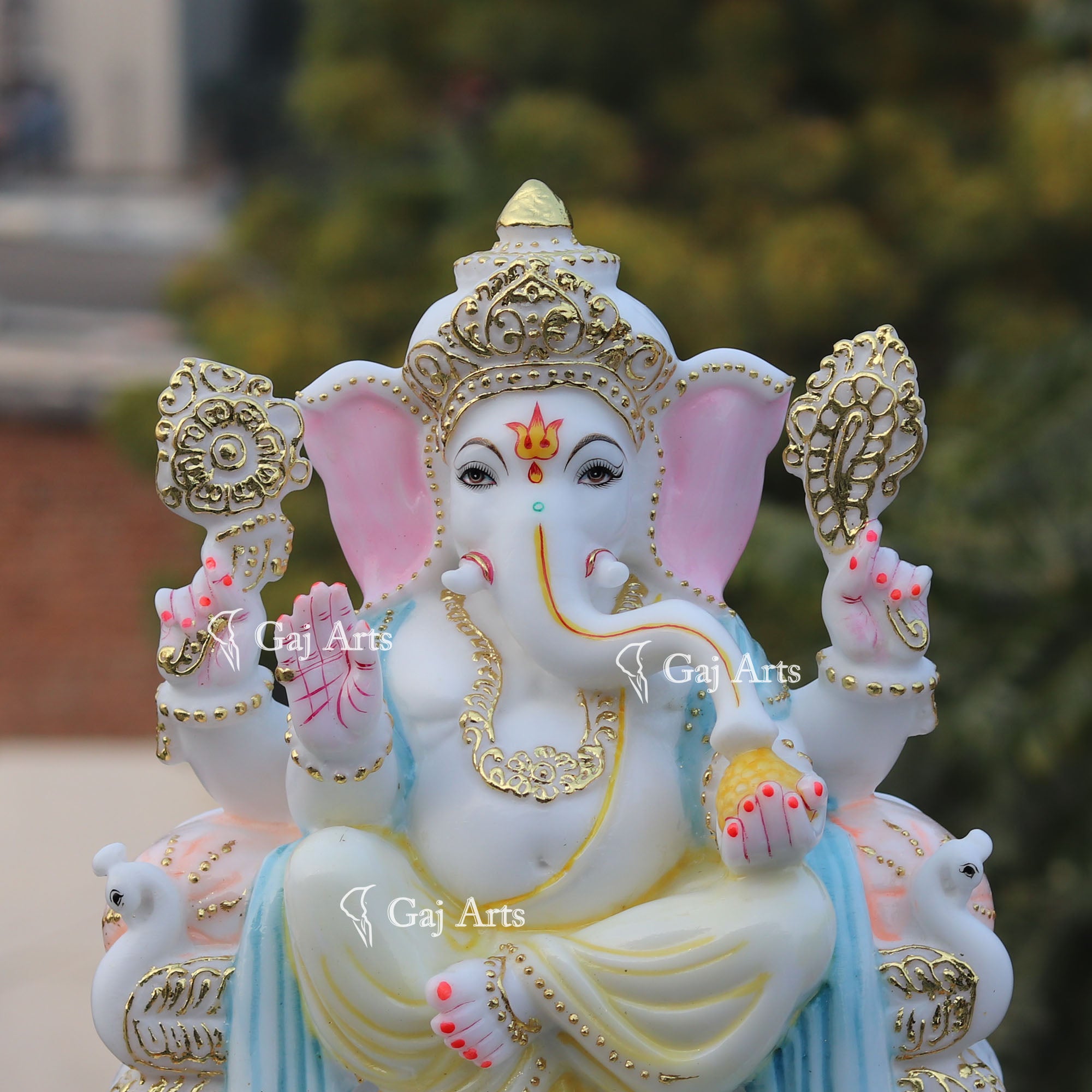 White Marble Ethiopia Ganesh Idol | 15 Inch