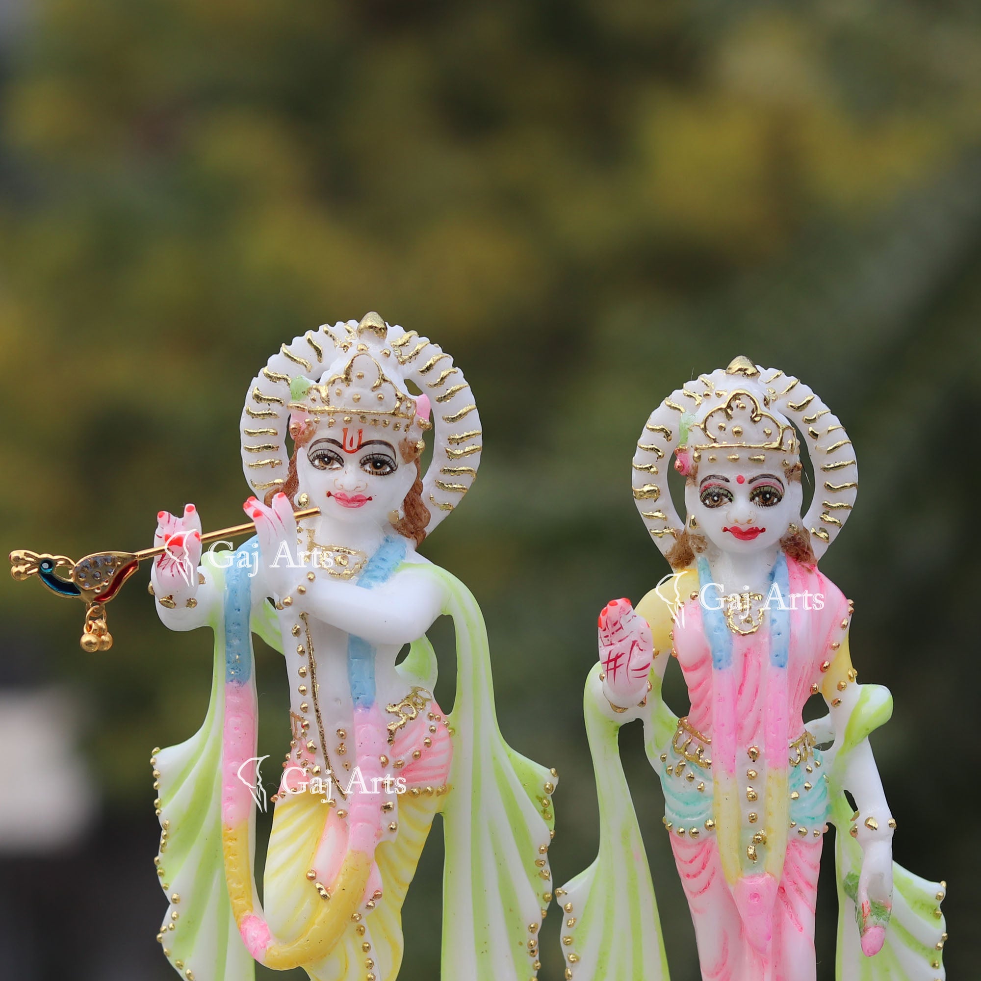 Elegant Marble Radha Krishna Idol | 7 Inch