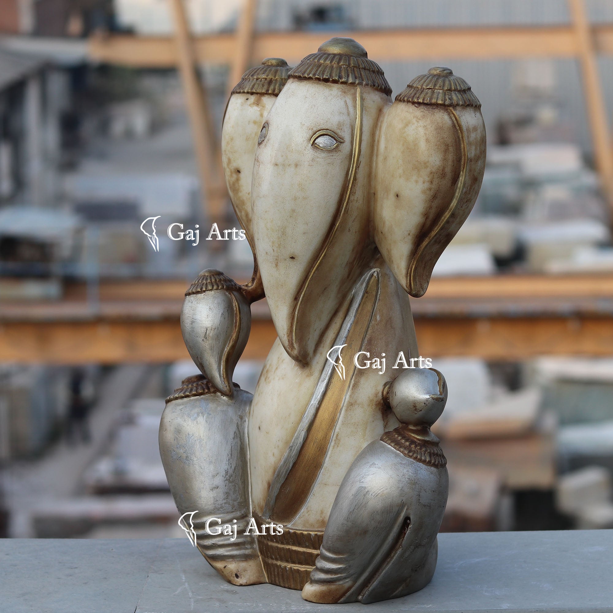 White Marble Modern Ganesha Idol | 18 Inch