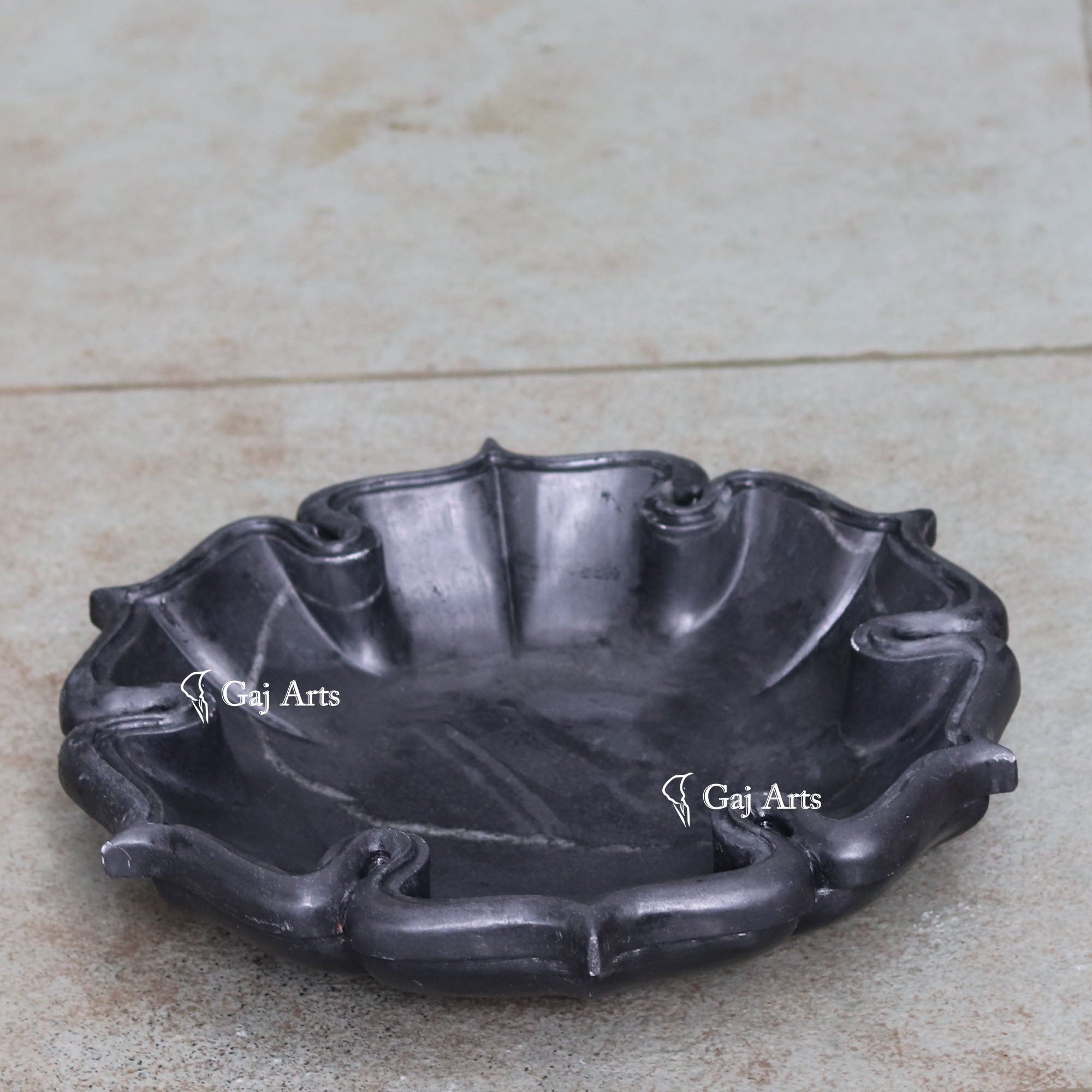 Black Marble Flower Bowl | 15 Inch