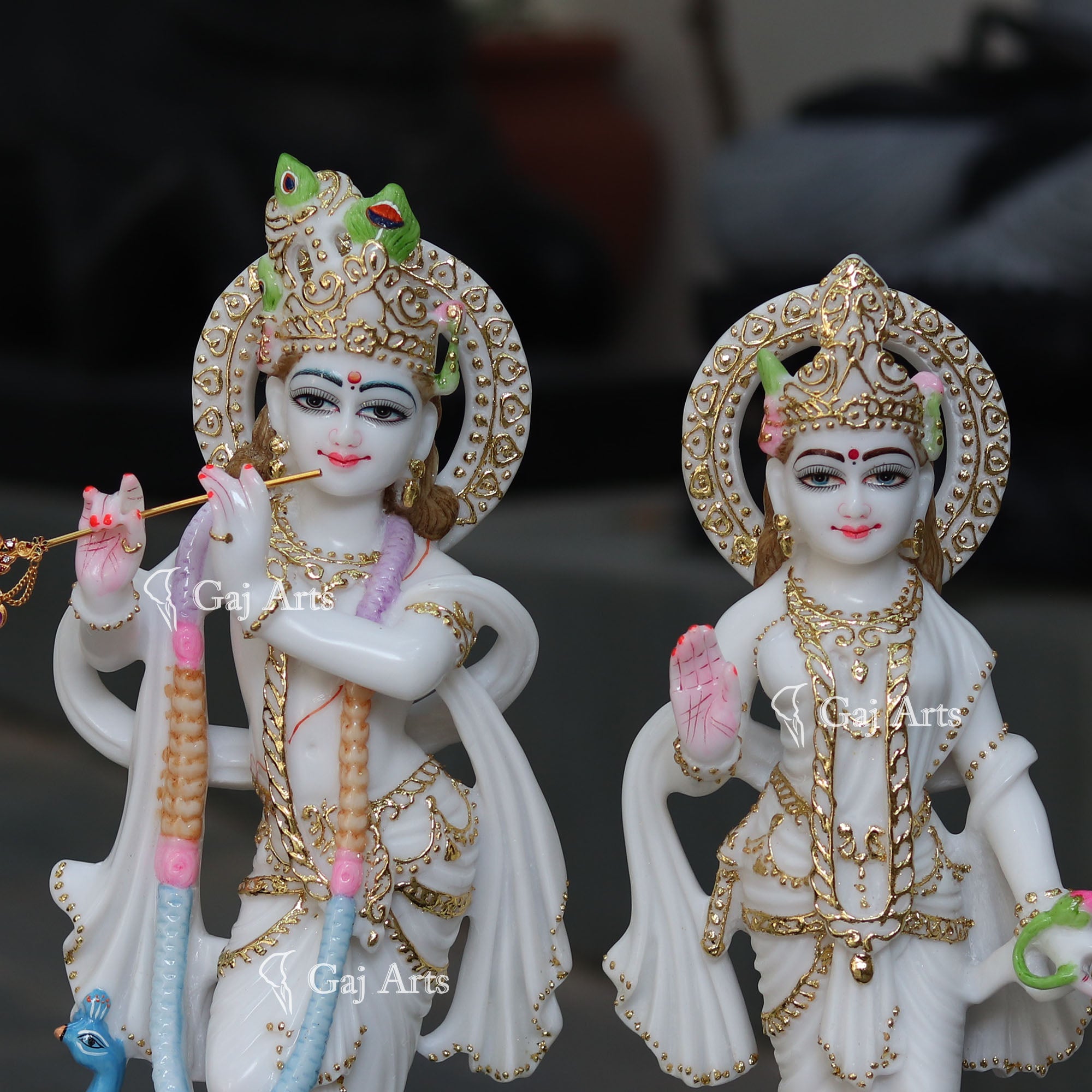 White Marble Ethiopia Radha Krishna Idol | 18 Inch