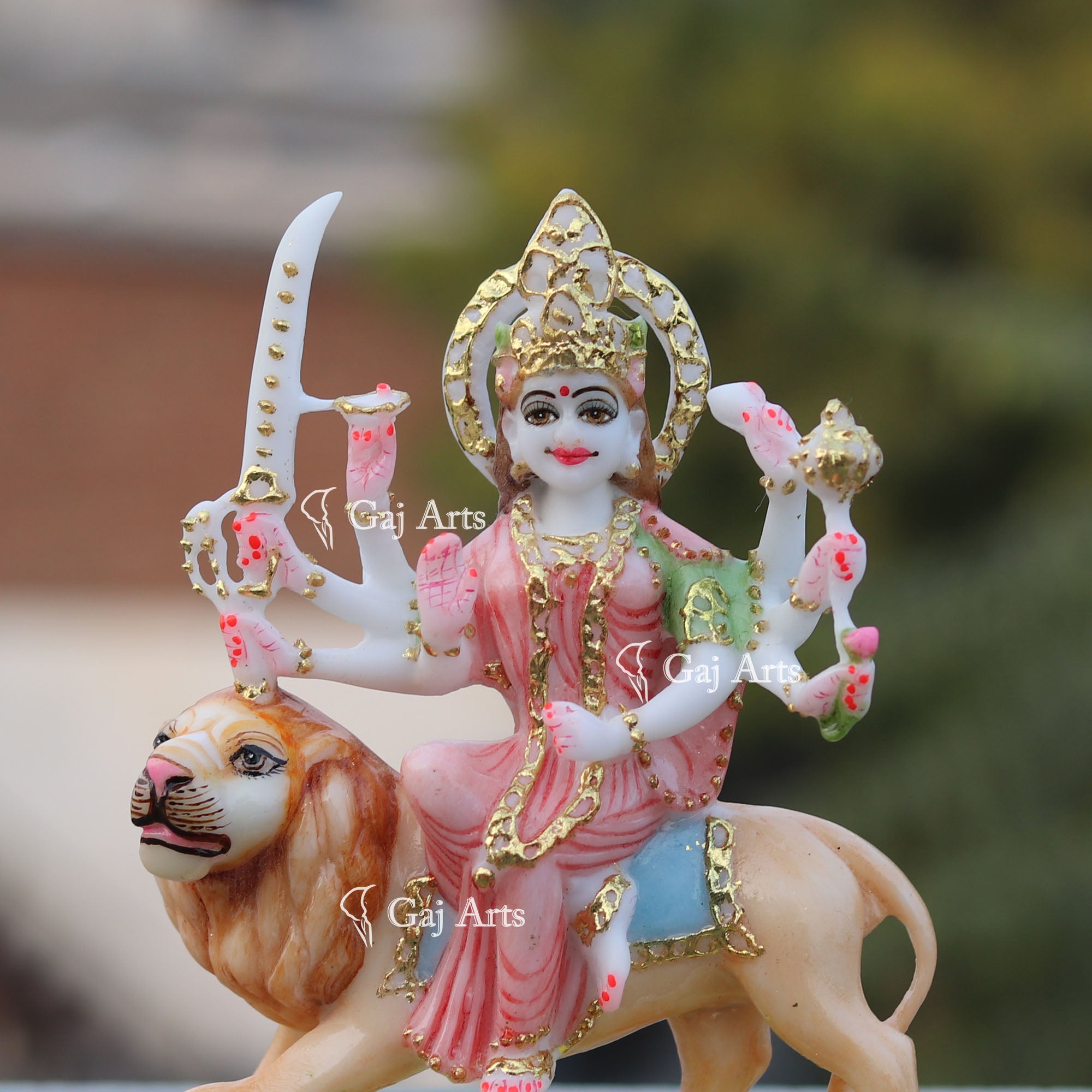 White Marble Durga Maa Idol | 7 Inch