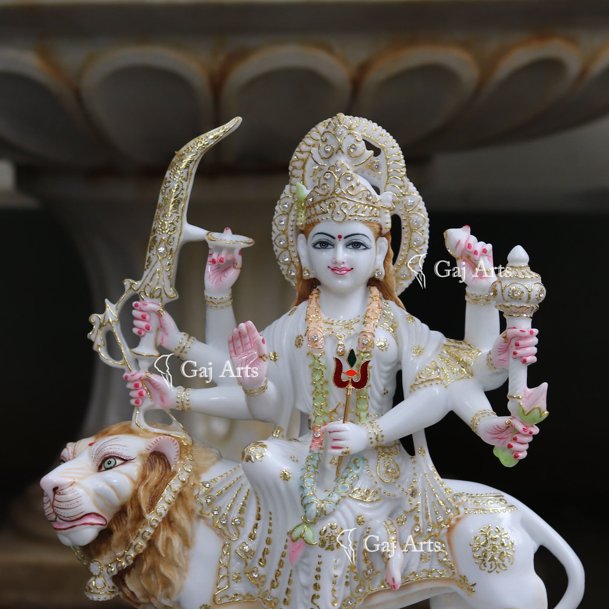 White Marble Durga Mata Idol | 18 Inch