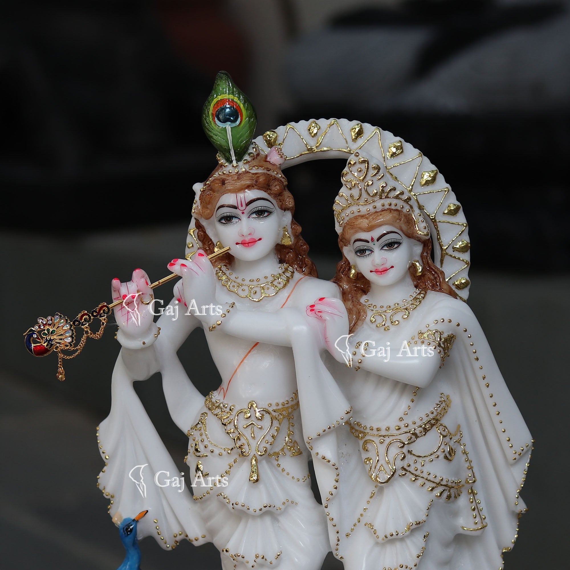 White Marble Ethiopia Radha Krishna Jodi Murti | 18 Inch