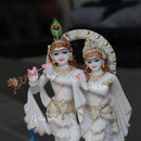 White Marble Ethiopia Radha Krishna Jodi Murti | 18 Inch