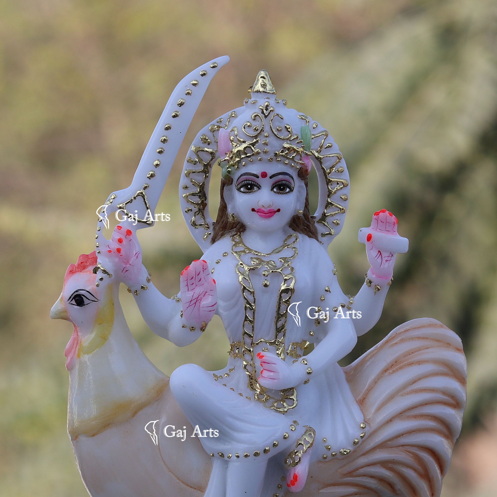 White Marble Bahu Charni Mata Idol | 9 Inch