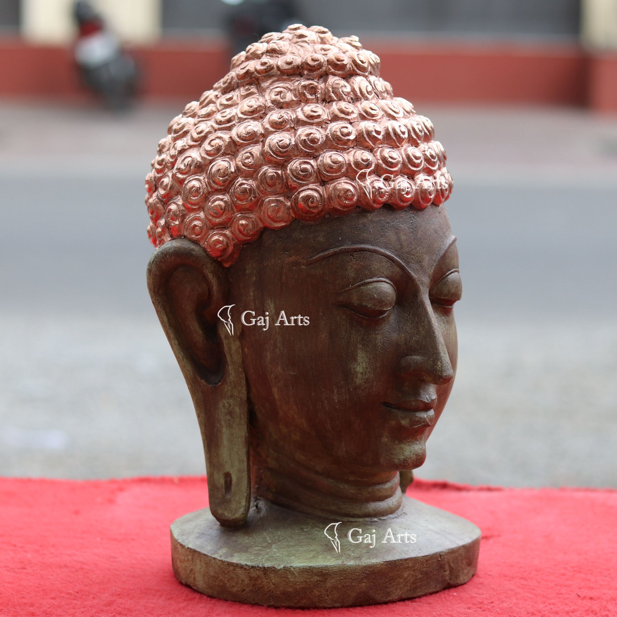 Sandstone Buddha Head Idol | 15 Inch